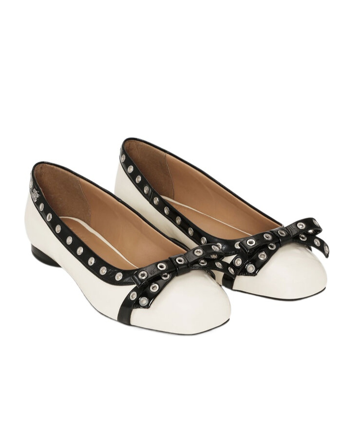Ganni Ballerine Con Fiocco E Occhielli Ballerinas In White
