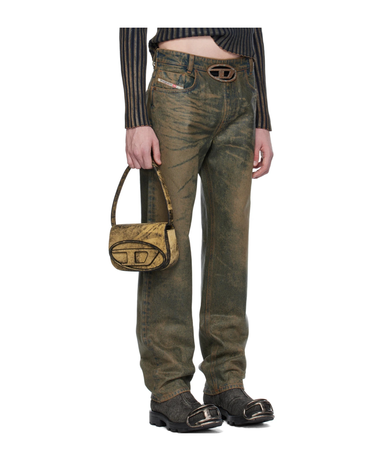 Diesel Belt Loop Side Pocket Jeans In Green