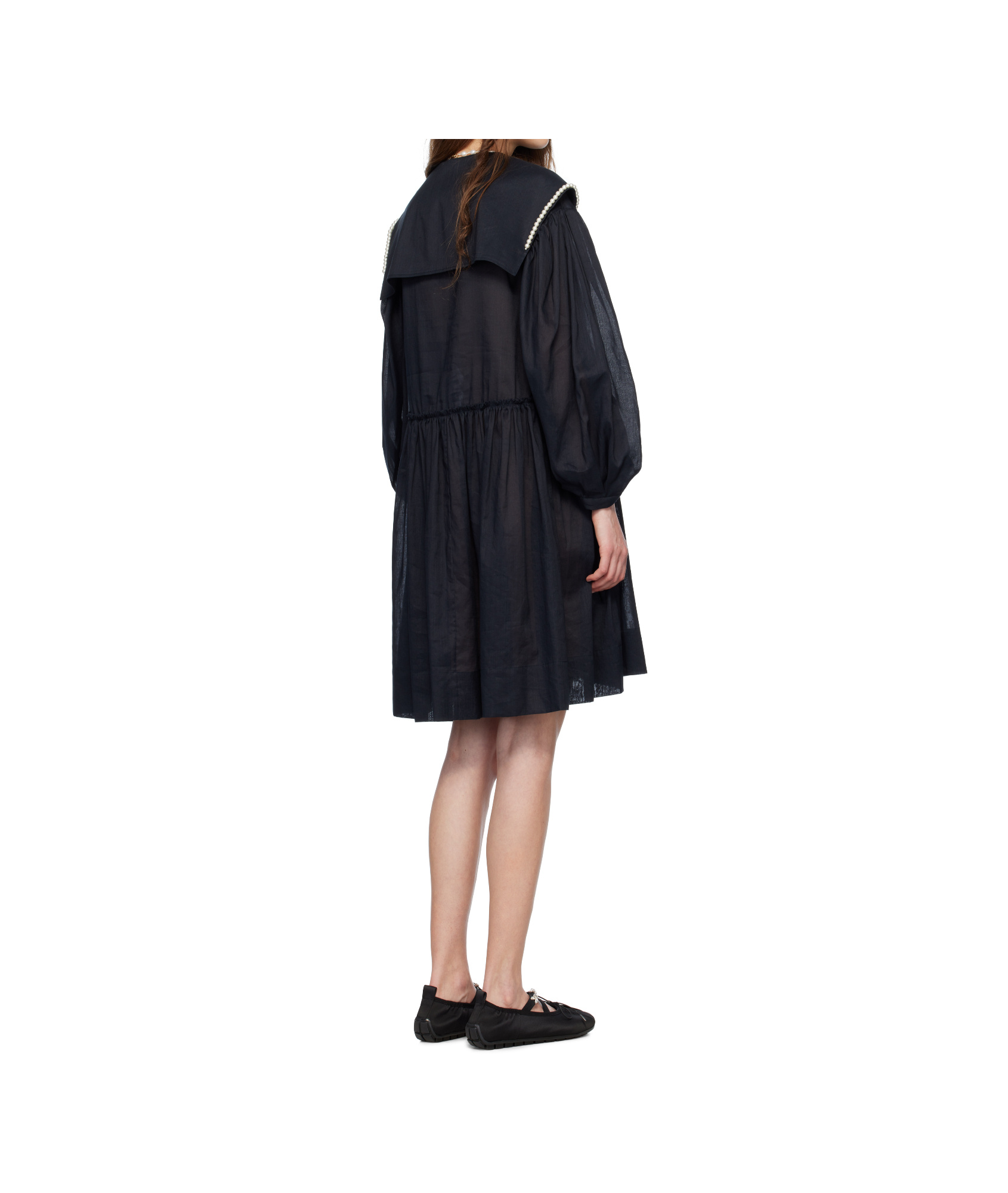Simone Rocha Beaded Sailor Collar Dress In Black