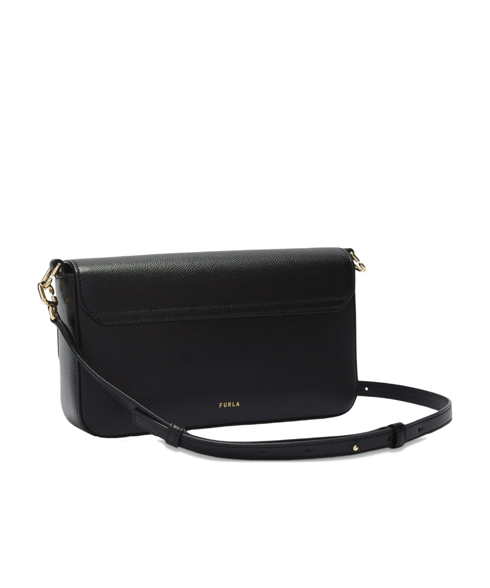 Furla Iride Clasp-fastening Leather Shoulder Bag In Black