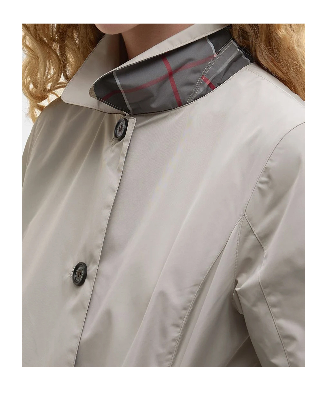Shop Barbour Straight Hem Buttoned Coat In Nude