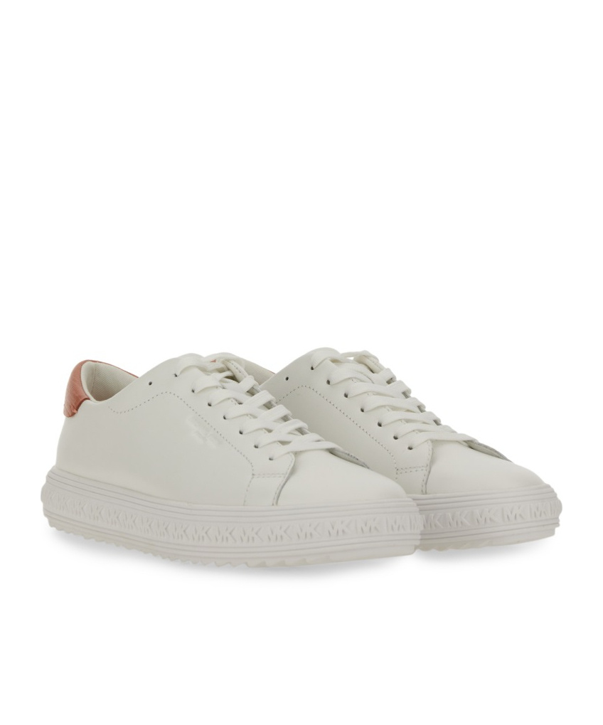 Michael Michael Kors White Cow Leather Sneakers With Textured Sole In White