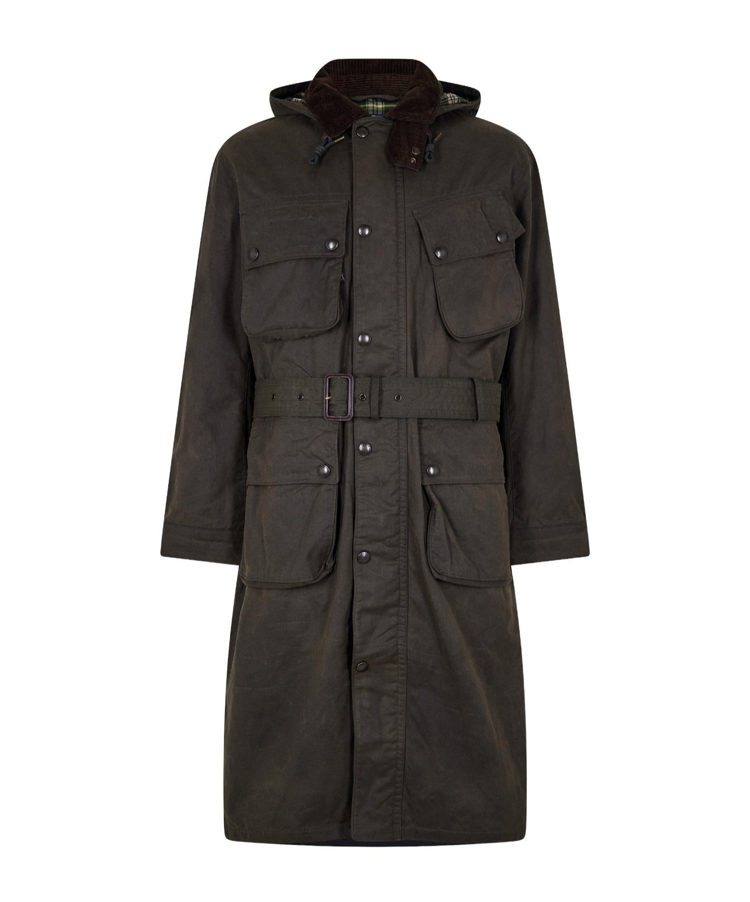 Ralph Lauren Hooded Long Workwear Trench Coat In Black