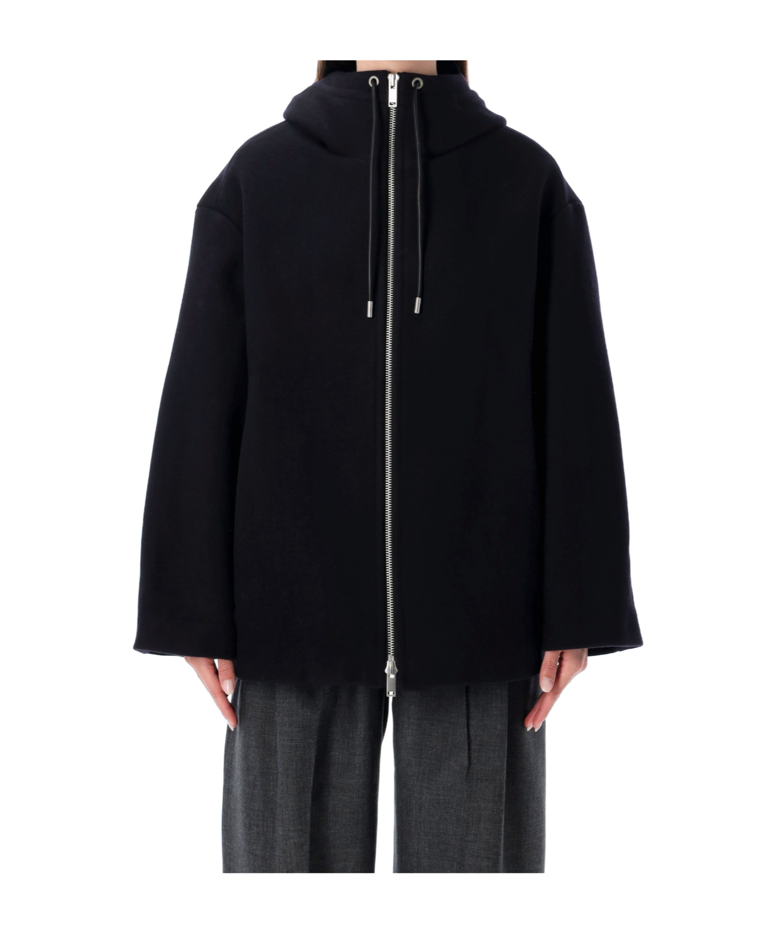 Studio Nicholson Parka With Hood And Drawstring Detail In Black