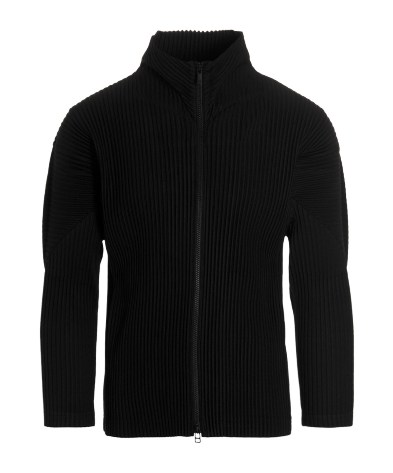 Issey Miyake Pleated Zip-front Shirt Jacket In Black