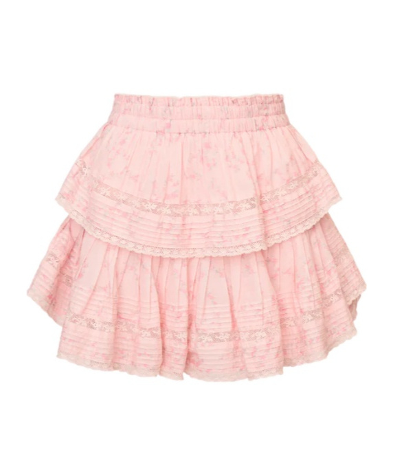 Loveshackfancy Ruffle Mini Luna Rosa Fleur Skirt In Pink