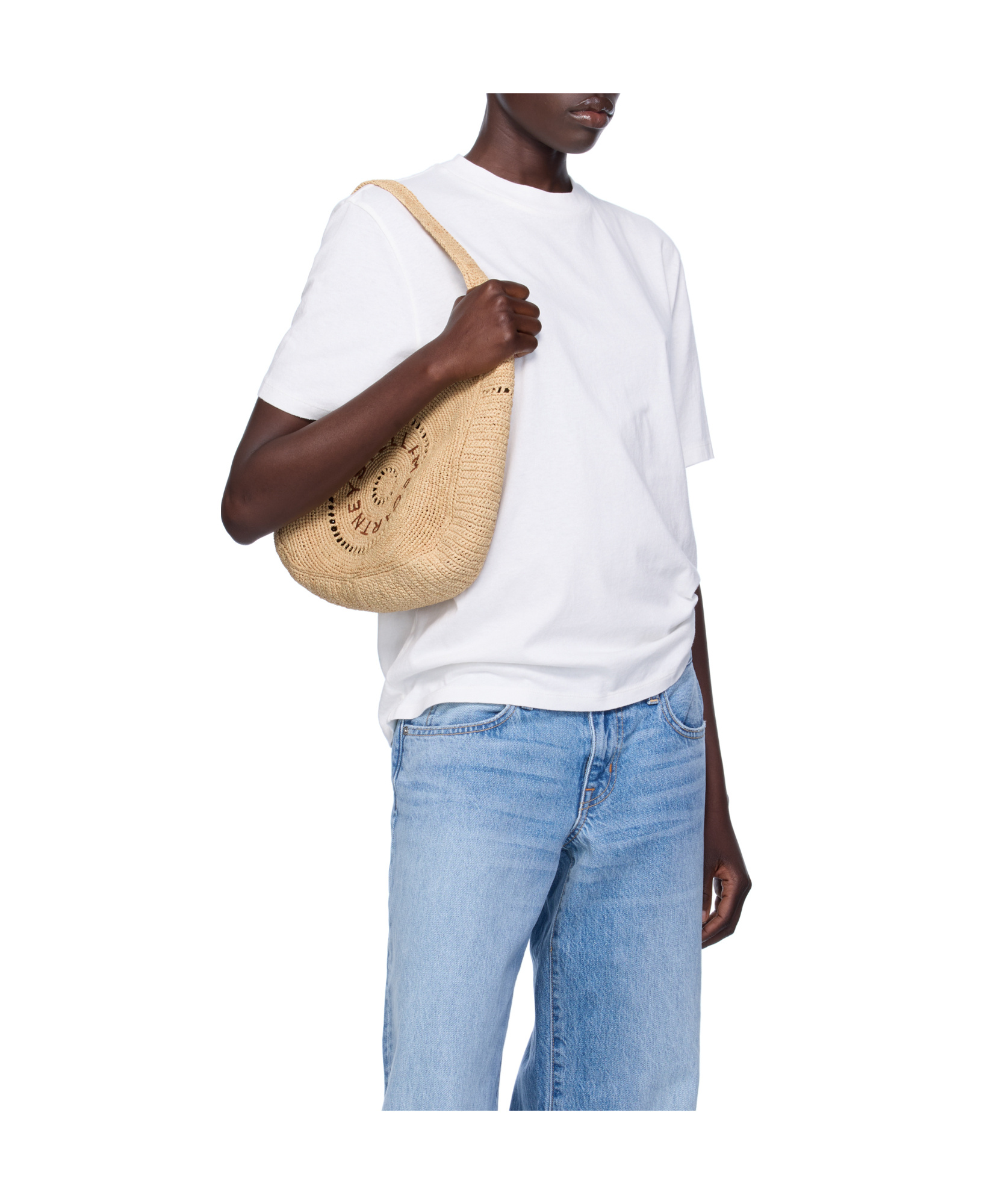 Stella Mccartney Logo Raffia Slouchy Medium Tote Bag