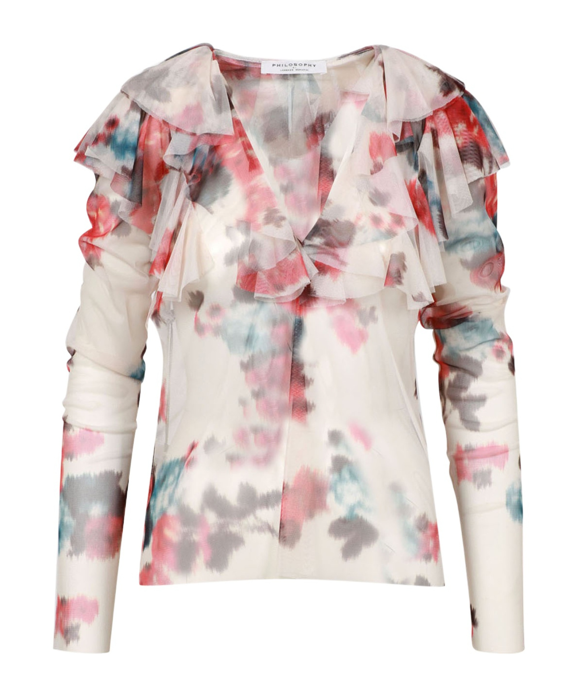 Philosophy Di Lorenzo Serafini Printed Tulle Blouse In White