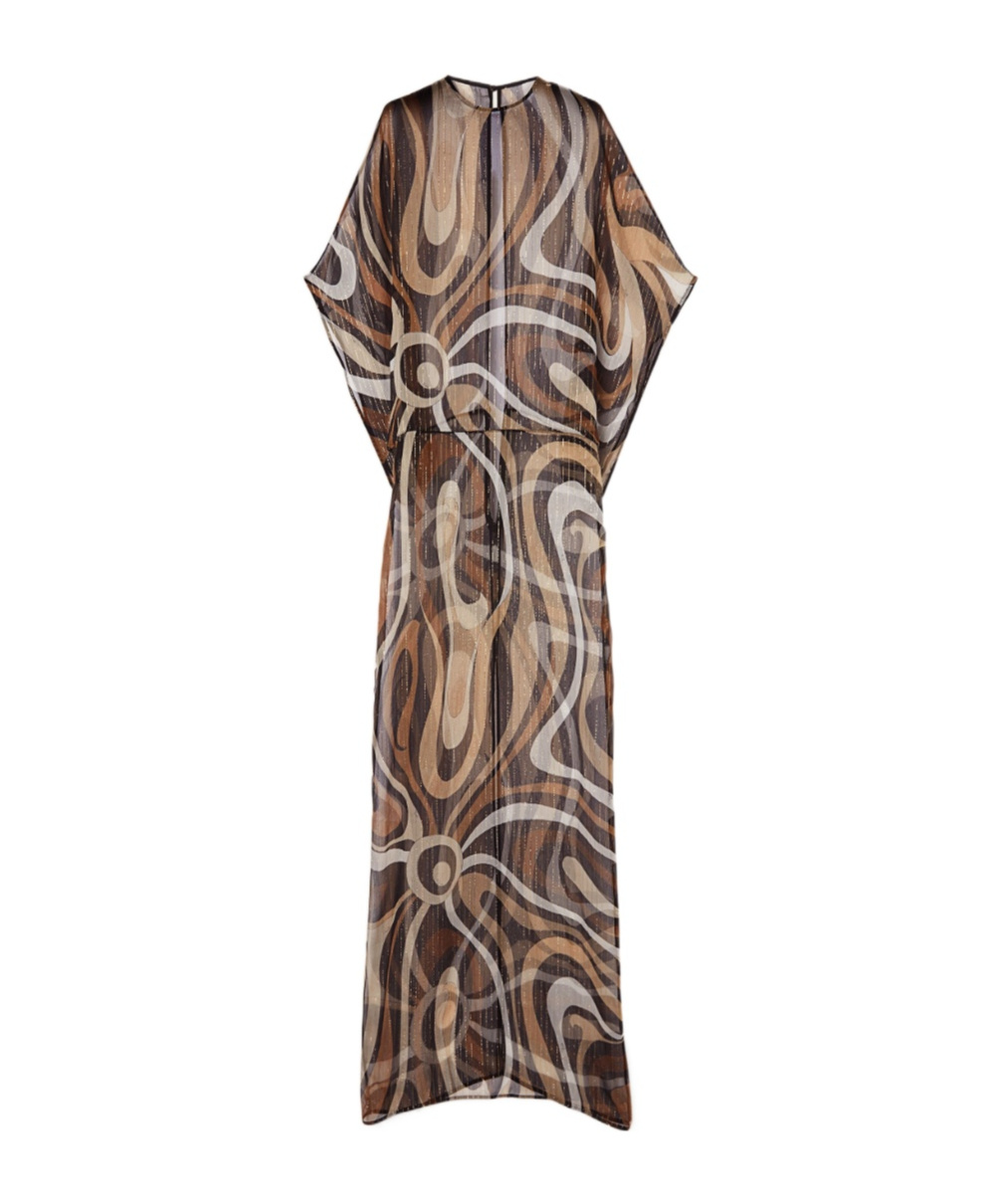 Pucci Puffy-sleeve Maxi Dress In Brown