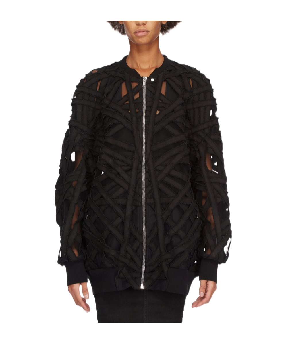 Rick Owens Peter Cut-out Detailed Flight Jacket In Black