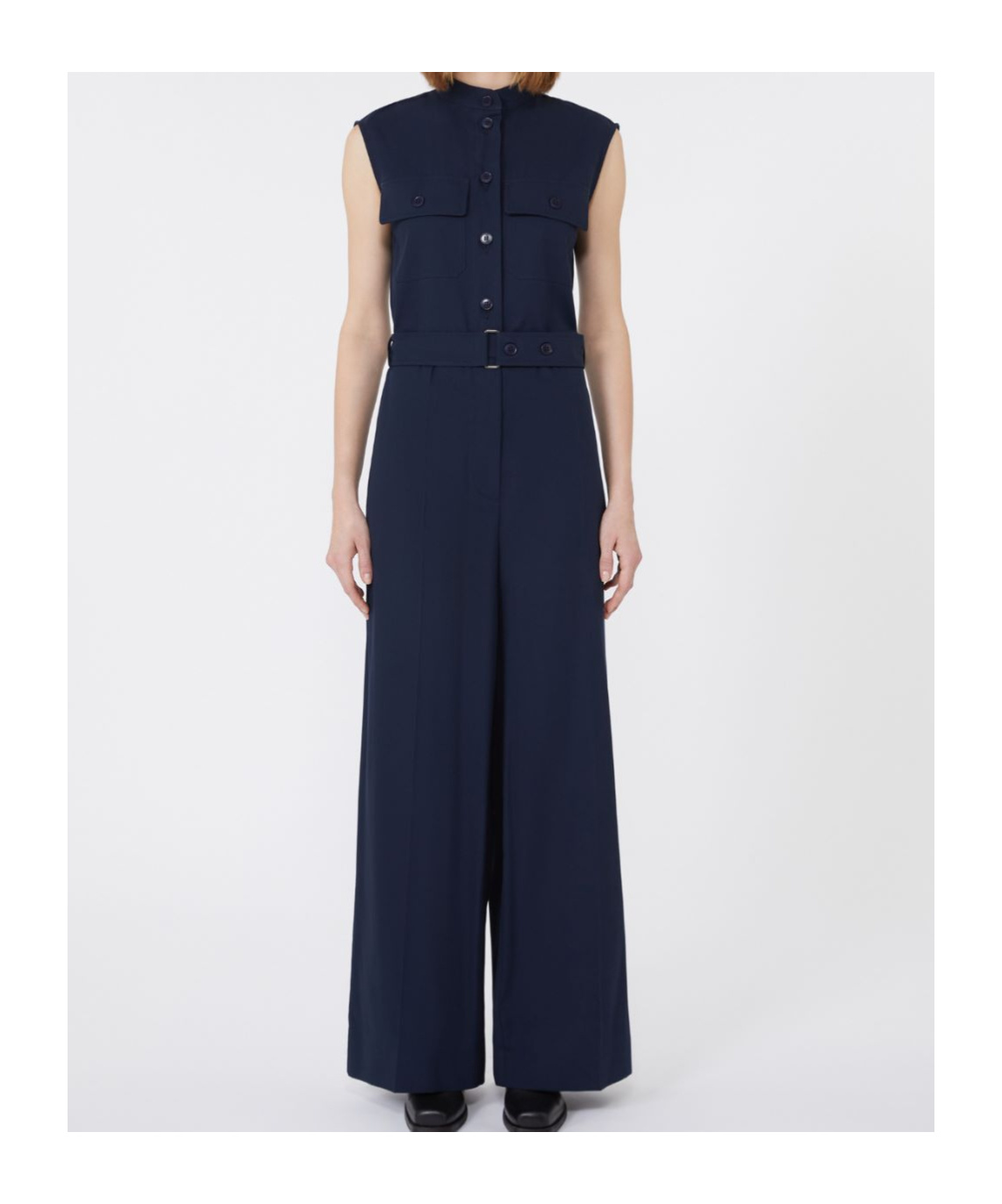 Weekend Max Mara Cotton Gabardine Jumpsuit In Blue