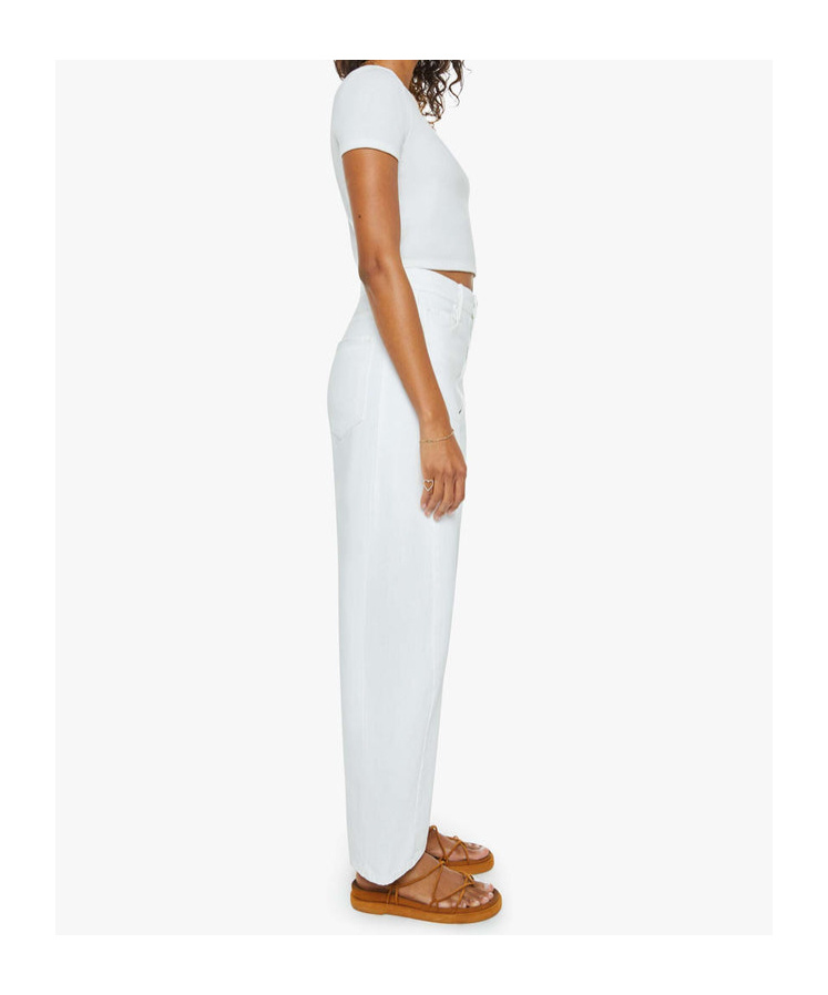 Mother Wide Leg Cotton Denim Jeans In Gray