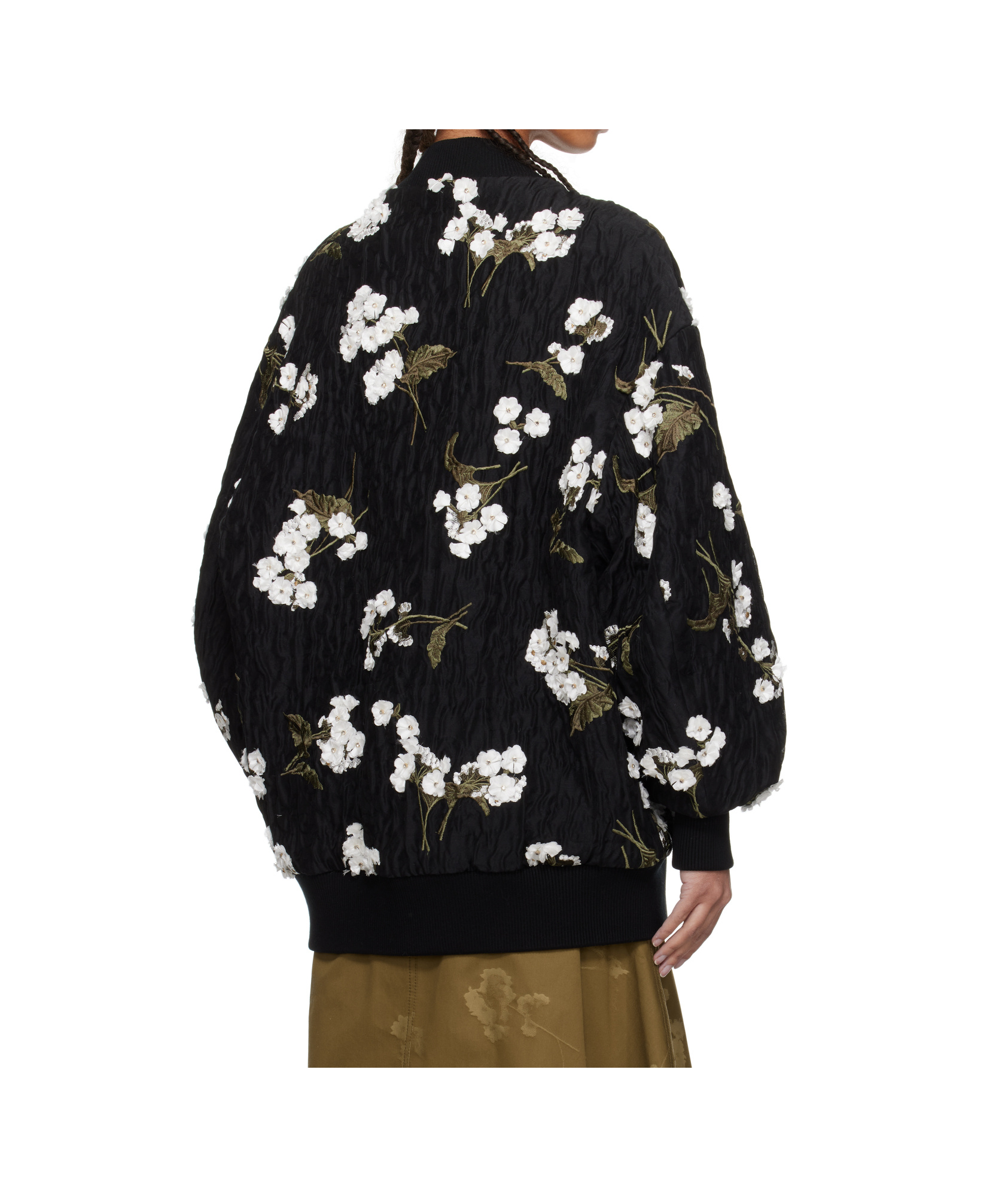 ERDEM FLORAL-APPLIQUÉ BOMBER JACKET