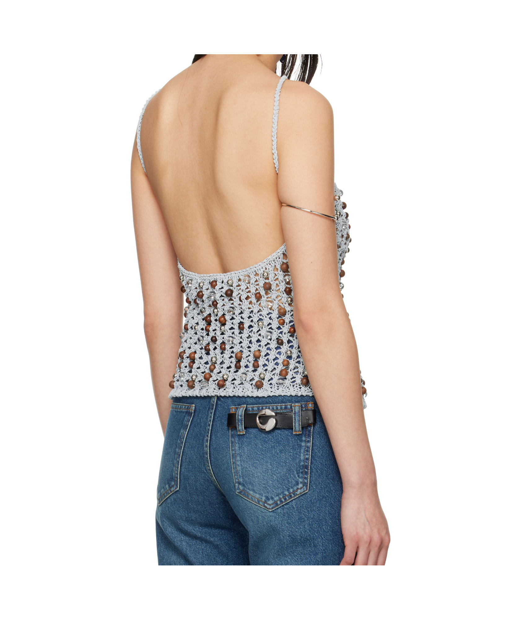 Coperni Gray Beaded Knitted Tank Top In Grey