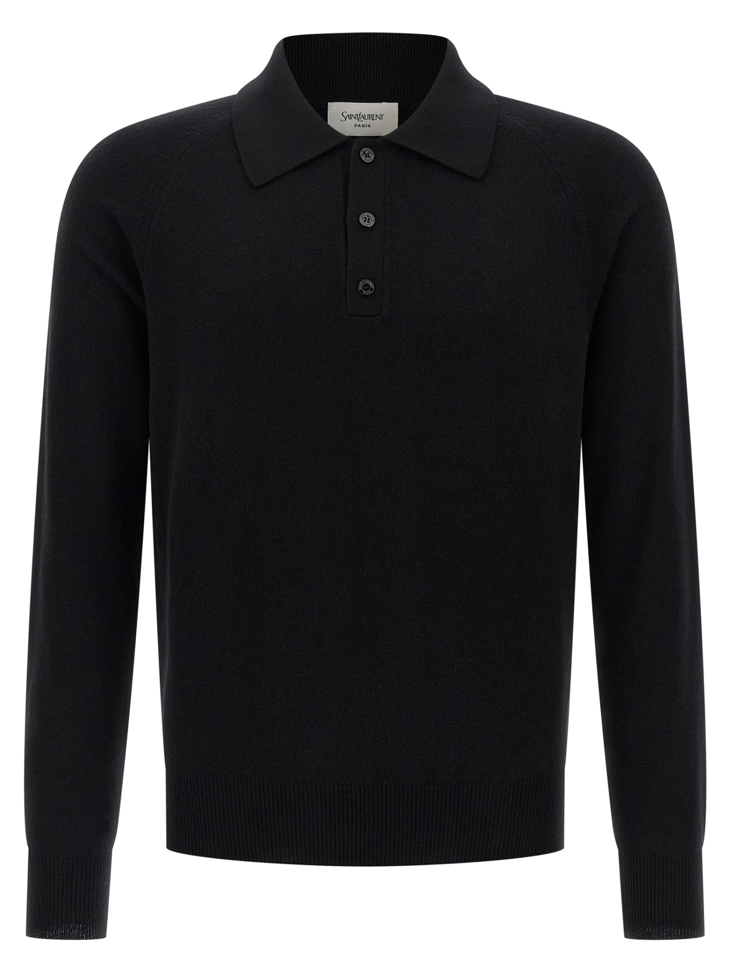 Saint Laurent Wool Polo Shirt Cuffs Ribbed In Blue