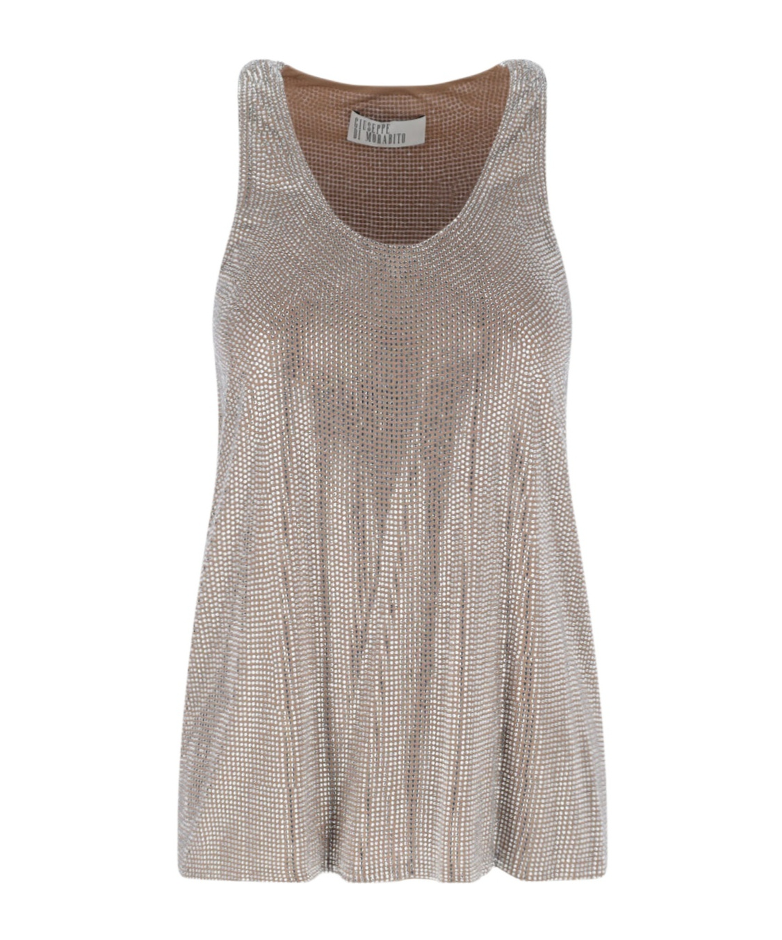 Giuseppe Di Morabito Tank Top With Silver Rhinestones In Nude
