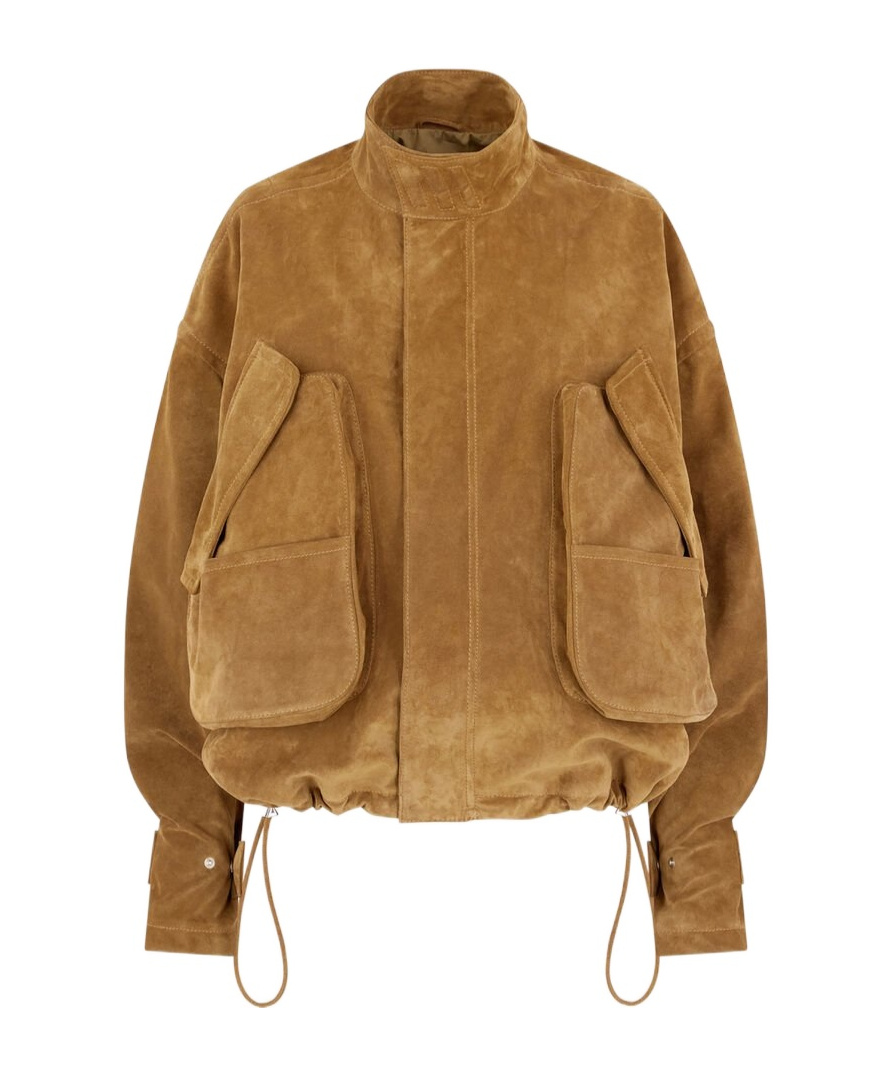 Attico The Stand-up Collar Jacket In Brown