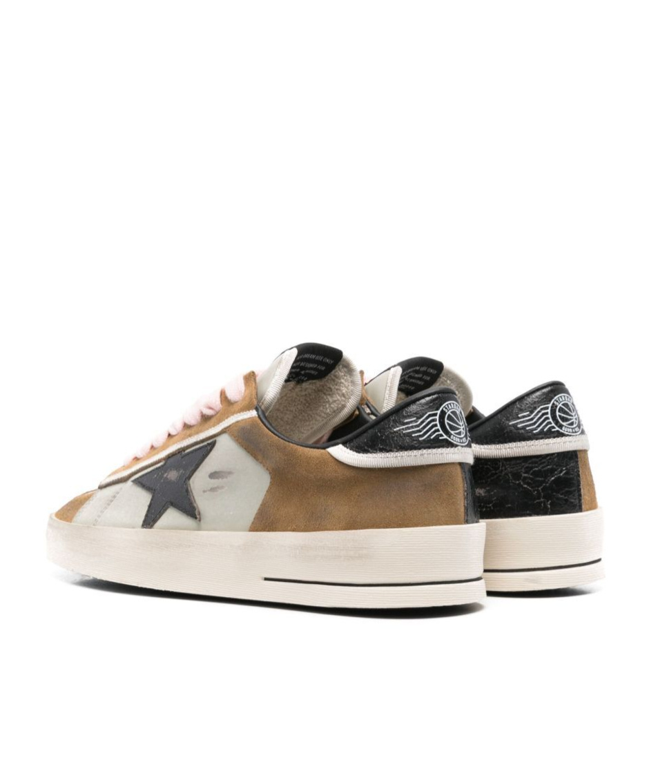 Golden Goose Men Stardan Two-tone Distressed Finish Sneakers In Leather And Suede In Brown