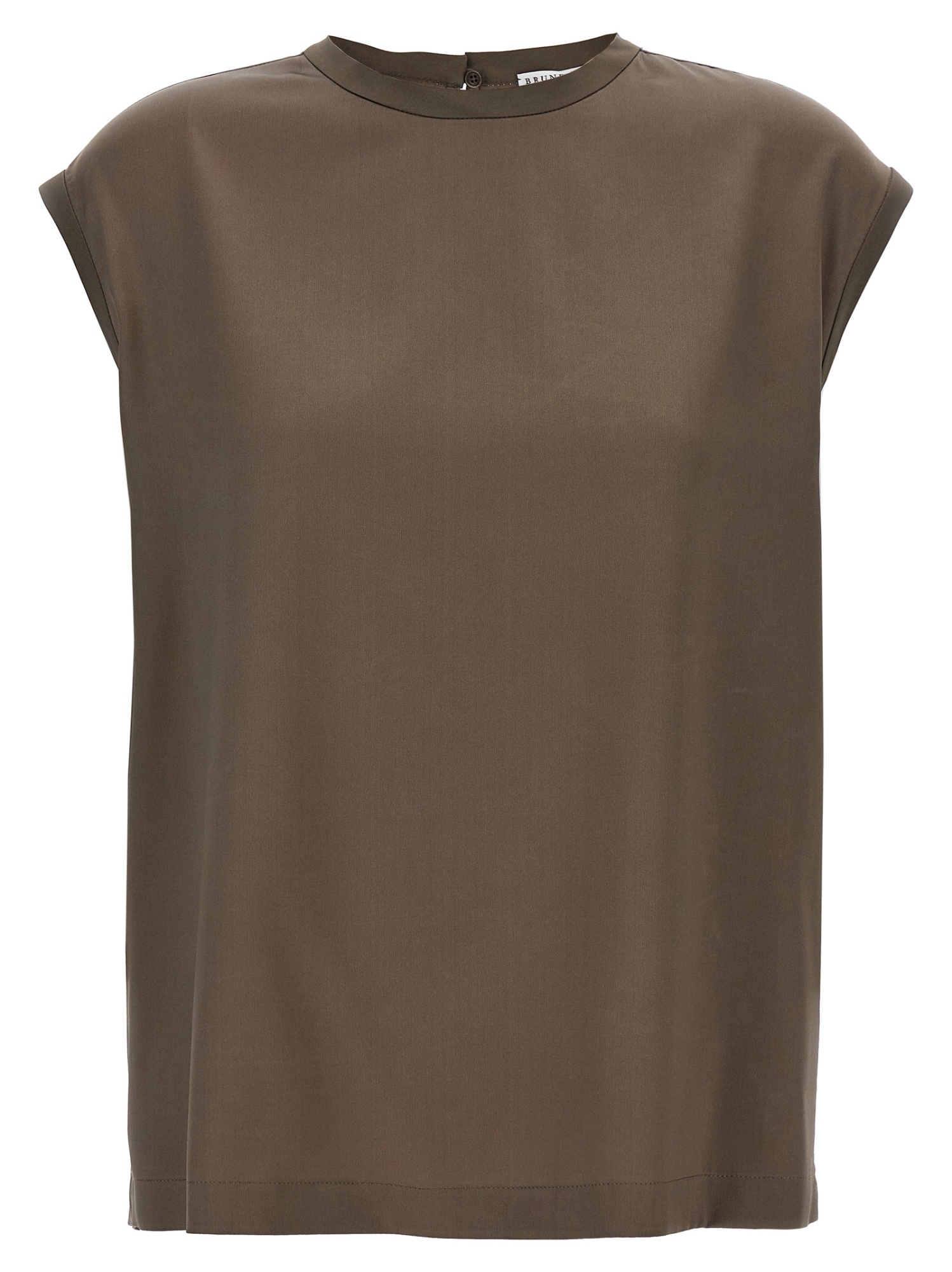 Brunello Cucinelli Silk Crewneck Blouse With Back Button Closure