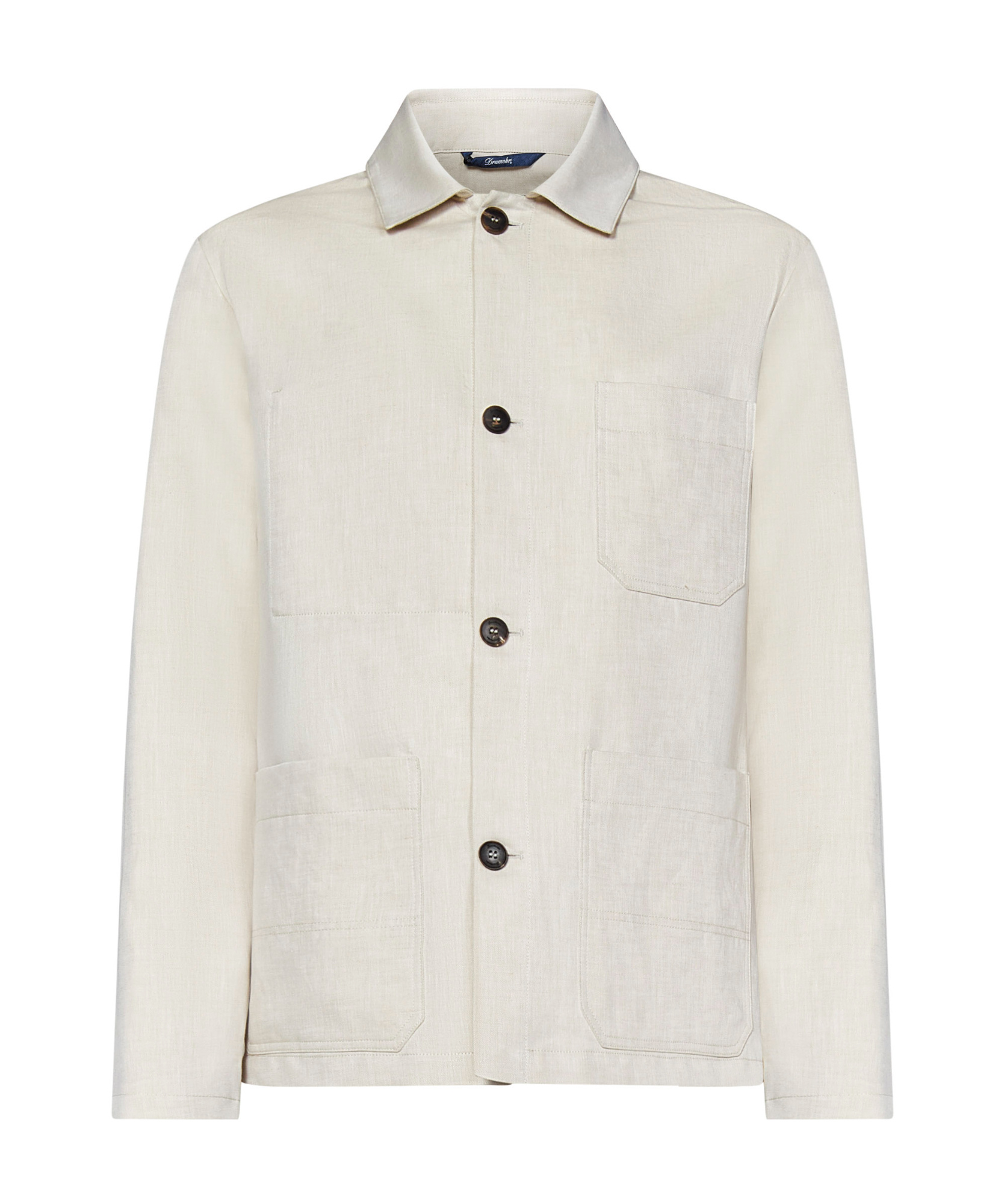 Drumohr Beige Button-up Shirt With And Textured Detail In White