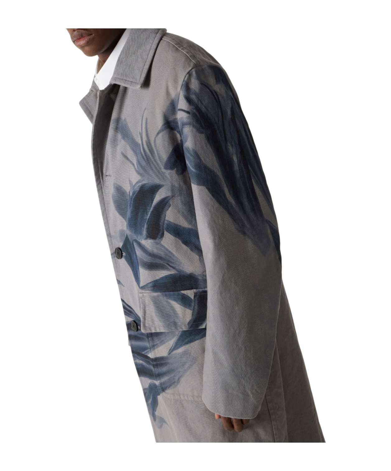 Dries Van Noten Randale Floral Cotton Trench Coat In Blue