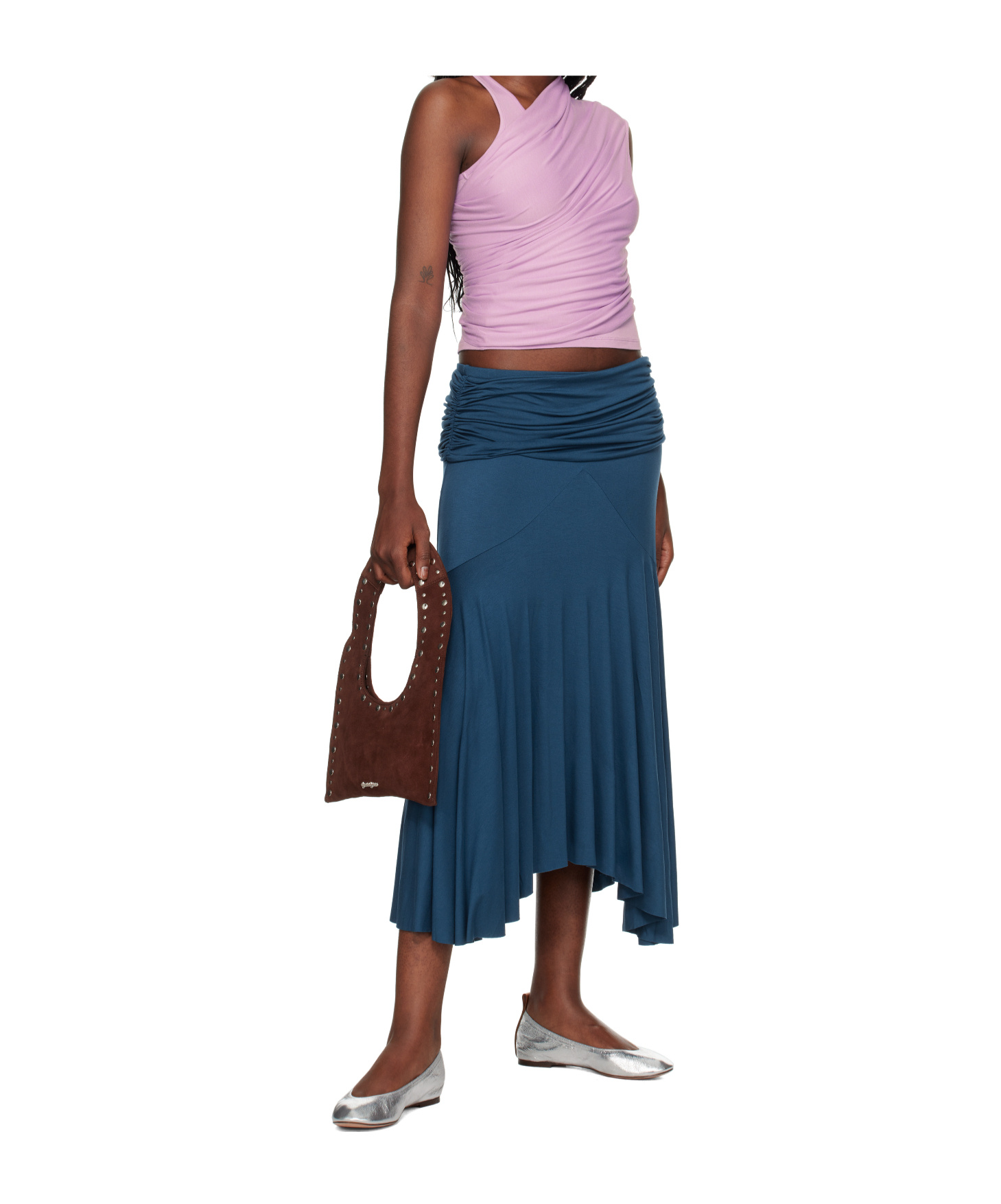 Gimaguas Navy Fortuna Midi Skirt In Blue