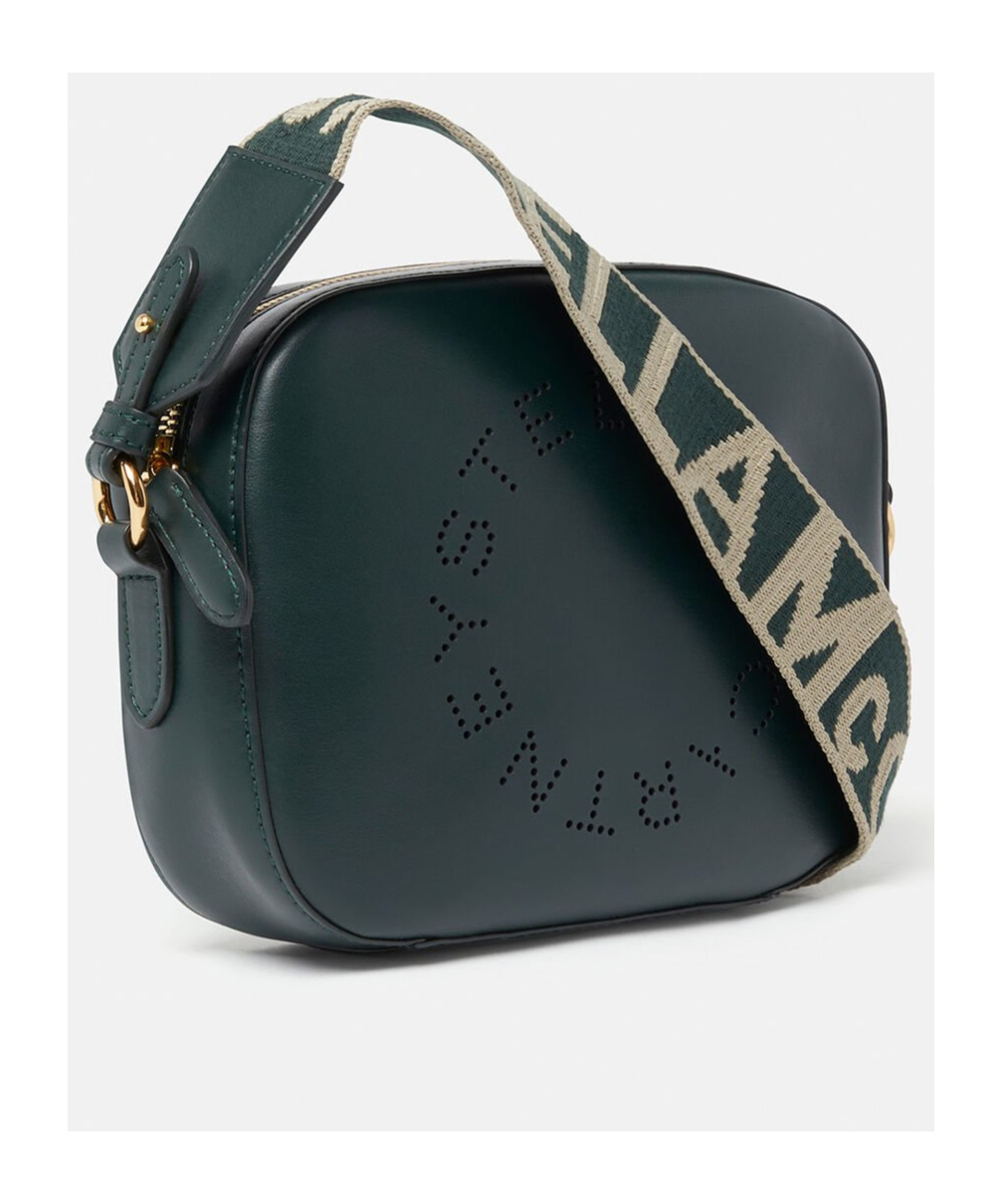 Stella Mccartney Small Perforated-logo Camera Bag In Green
