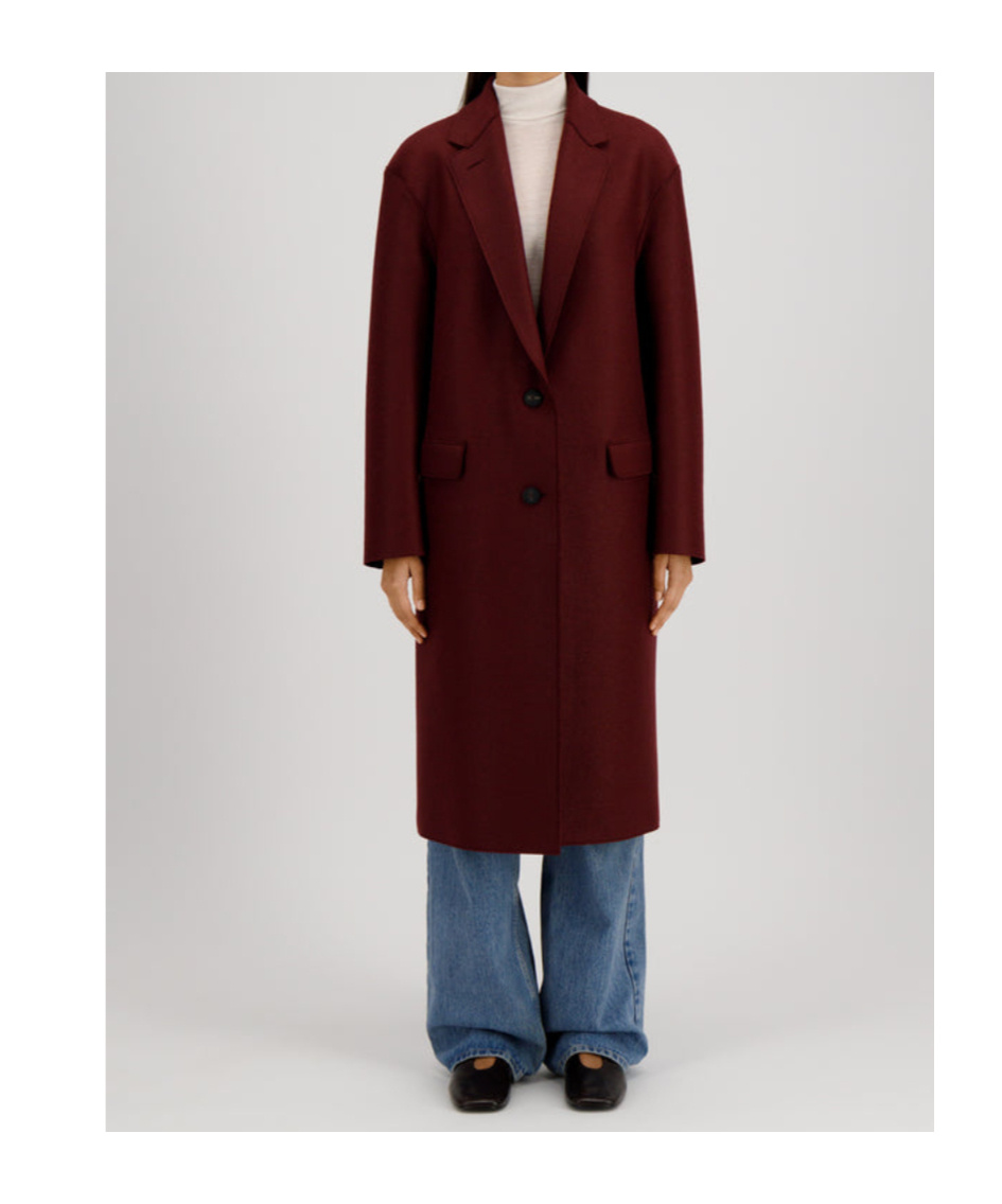 Harris Wharf London Chester Button-fastening Wool Coat In Burgundy