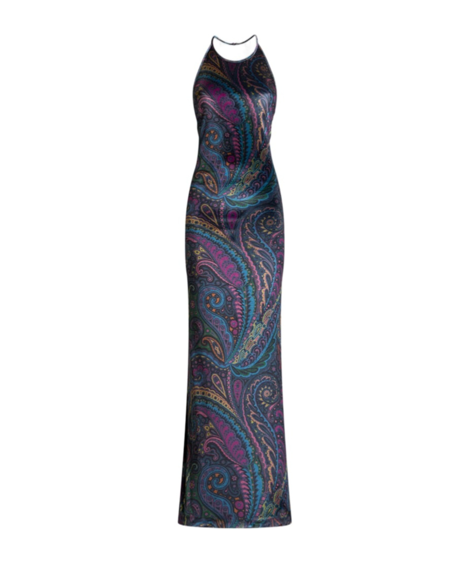 Etro Paisley-print Halterneck Maxi Party Dress In Multi