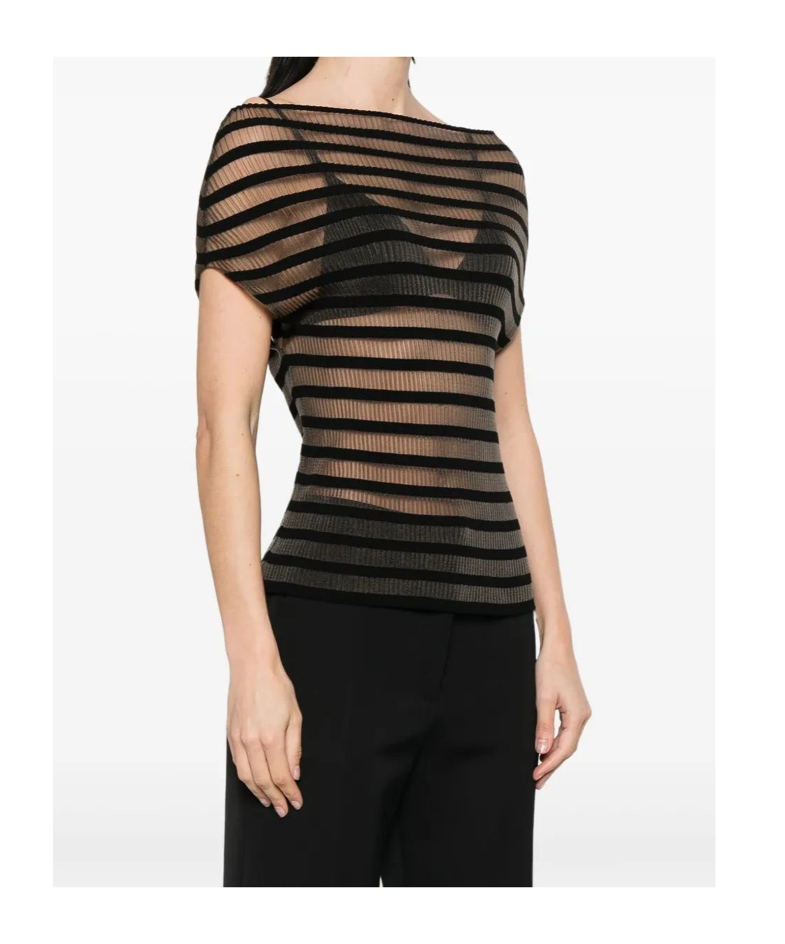 Shop Jean Paul Gaultier Striped Blouse In Black