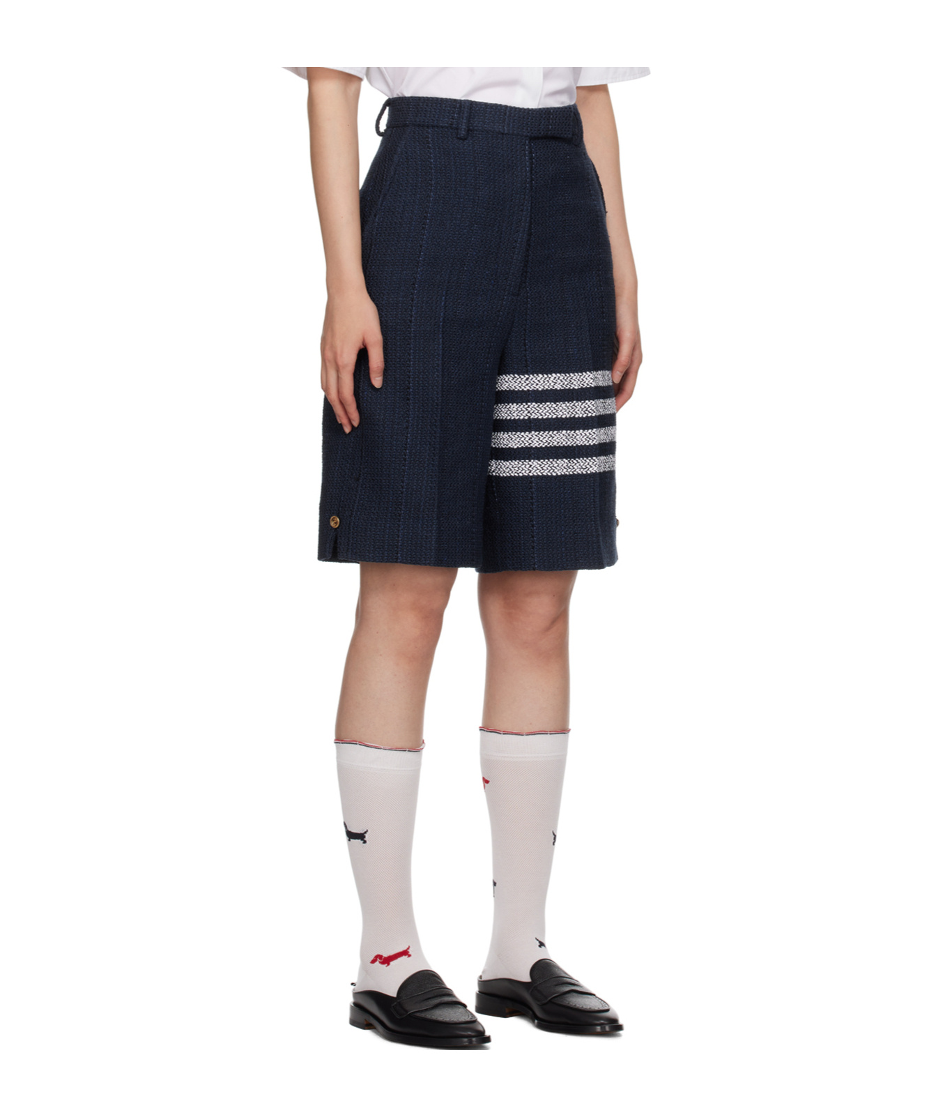 Thom Browne 4-bar Stripe High-waisted Shorts In Black