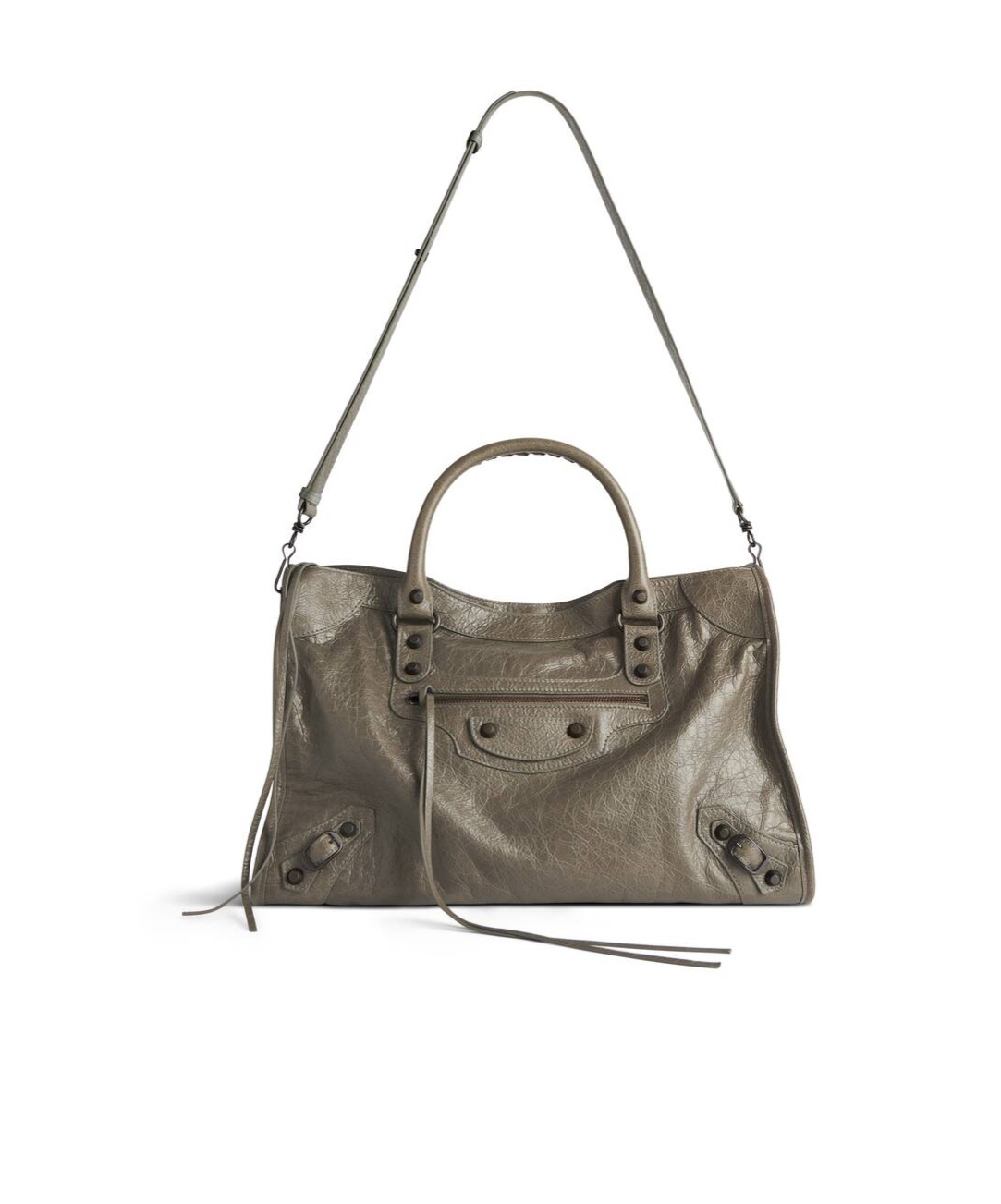 Balenciaga City Medium Leather Handbag In Green