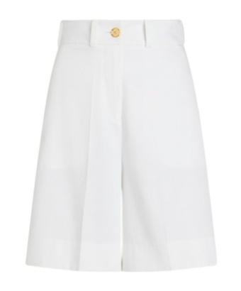 Patou Front Pleated High Waist Shorts With Pockets In White