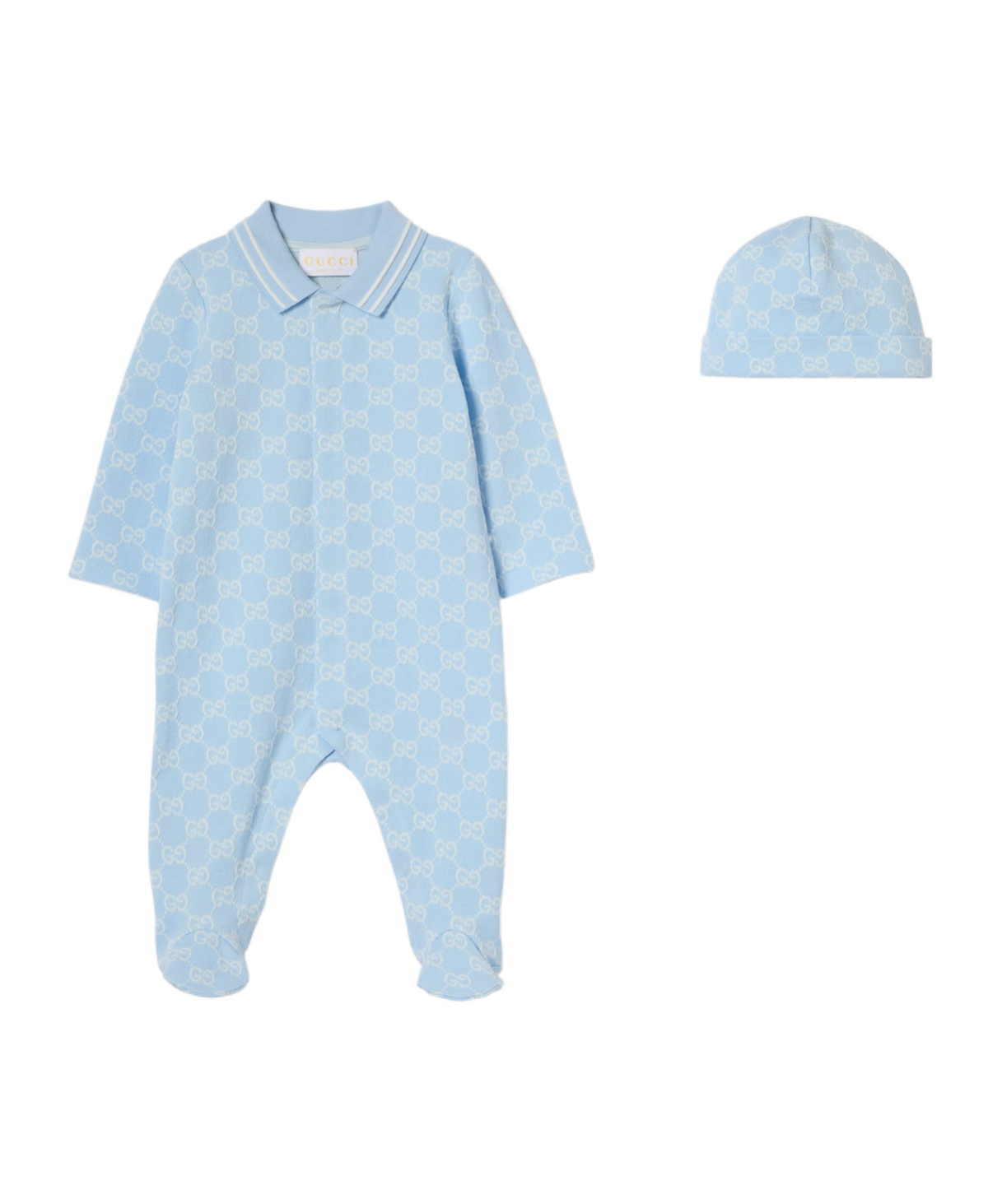 Gucci Baby Cotton Two-piece Gift Set In Blue