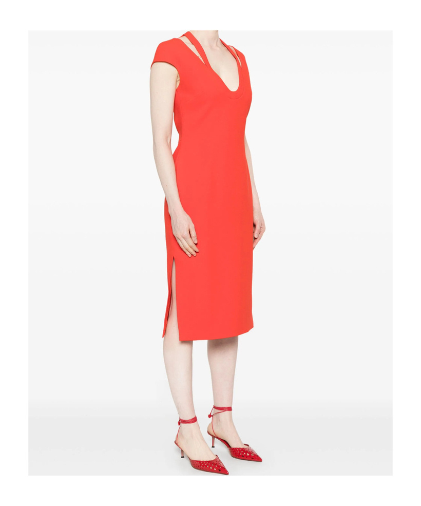 David Koma Cady Midi Dress In Orange