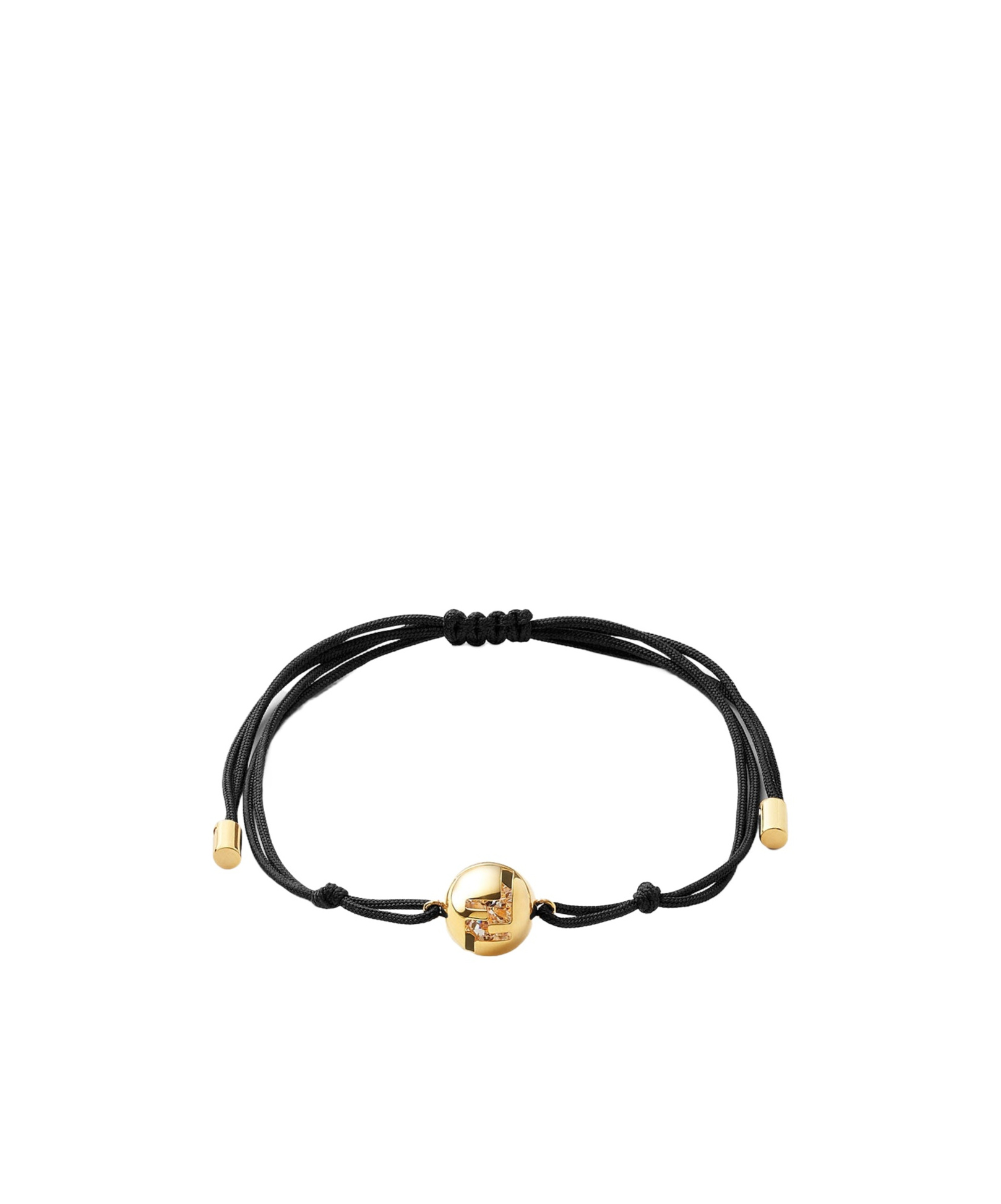 Fendi Black Cord And Gold-colored Metal Bracelet In Black