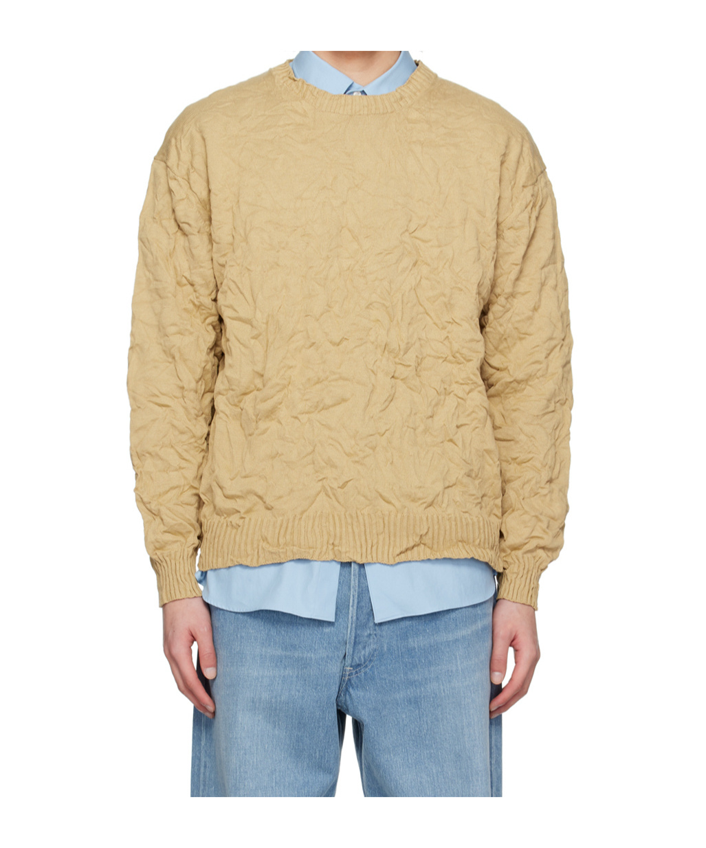 Auralee Round-collar Pleated Sweater In Nude