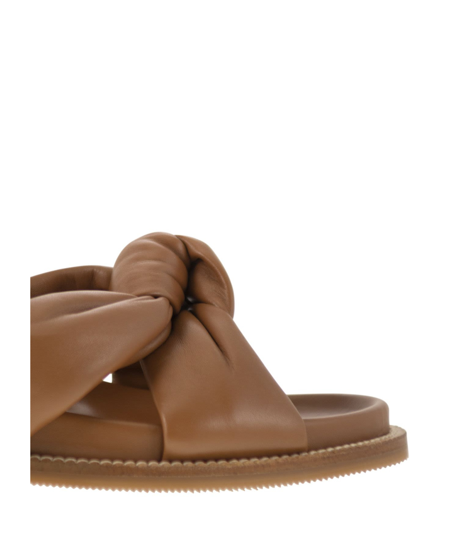 Fabiana Filippi Leather Slipper With Fussbett And Knot In Brown