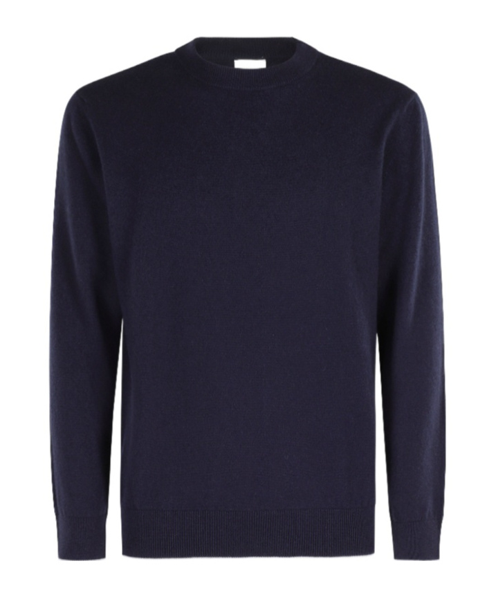 Eleventy Timeless Crewneck Sweater With Ribbed Details In Blue