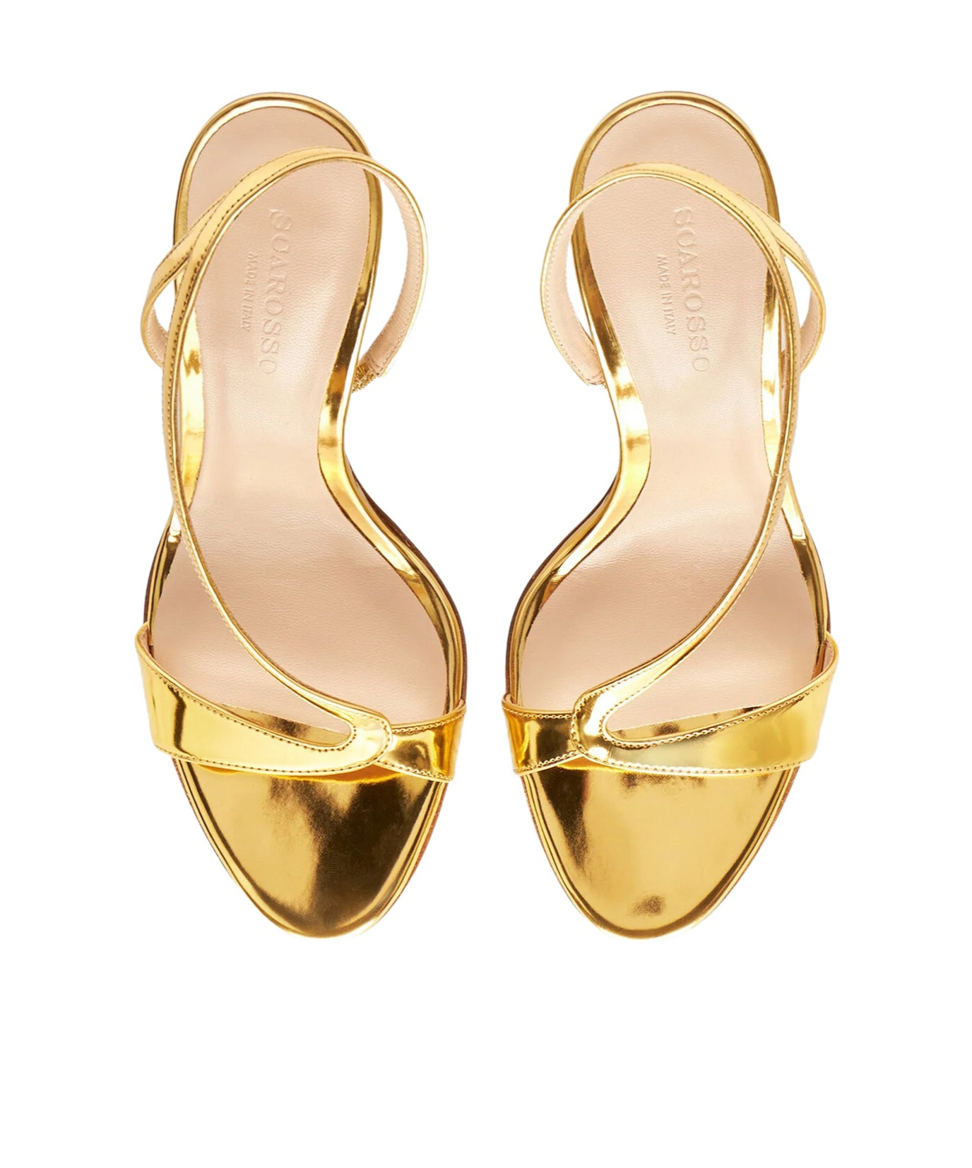 Scarosso Paula Almond-toe Strappy Sandals In Gold
