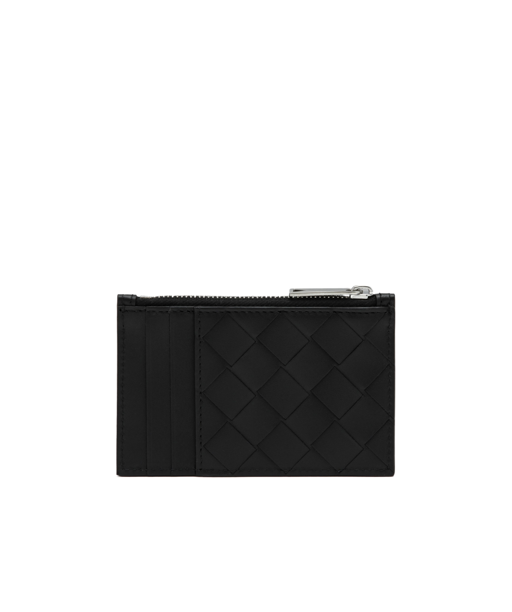 Bottega Veneta Intracciato Pattern Card Holder In Black