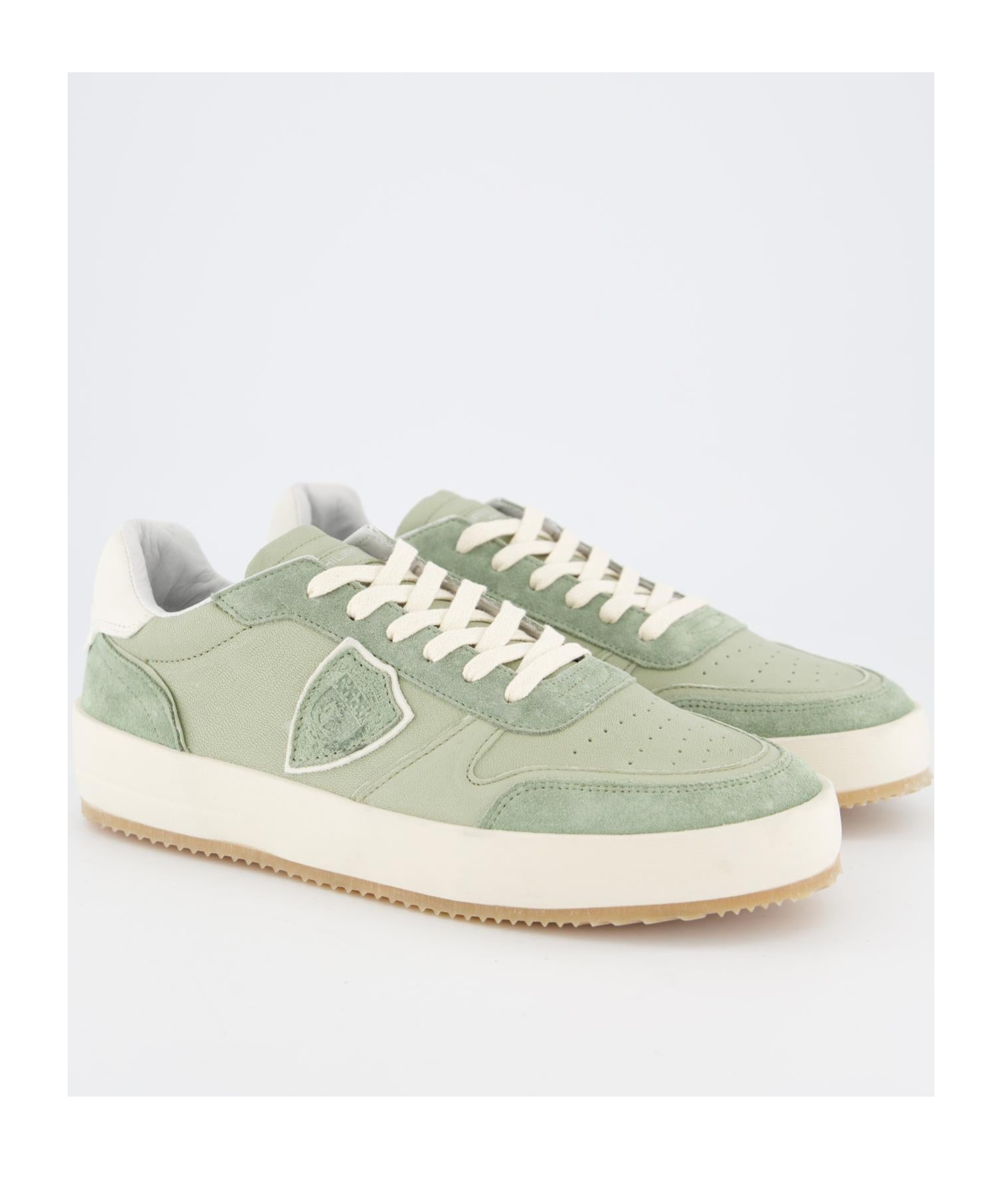 Philippe Model Suede Sneakers With Calfskin Panels In White