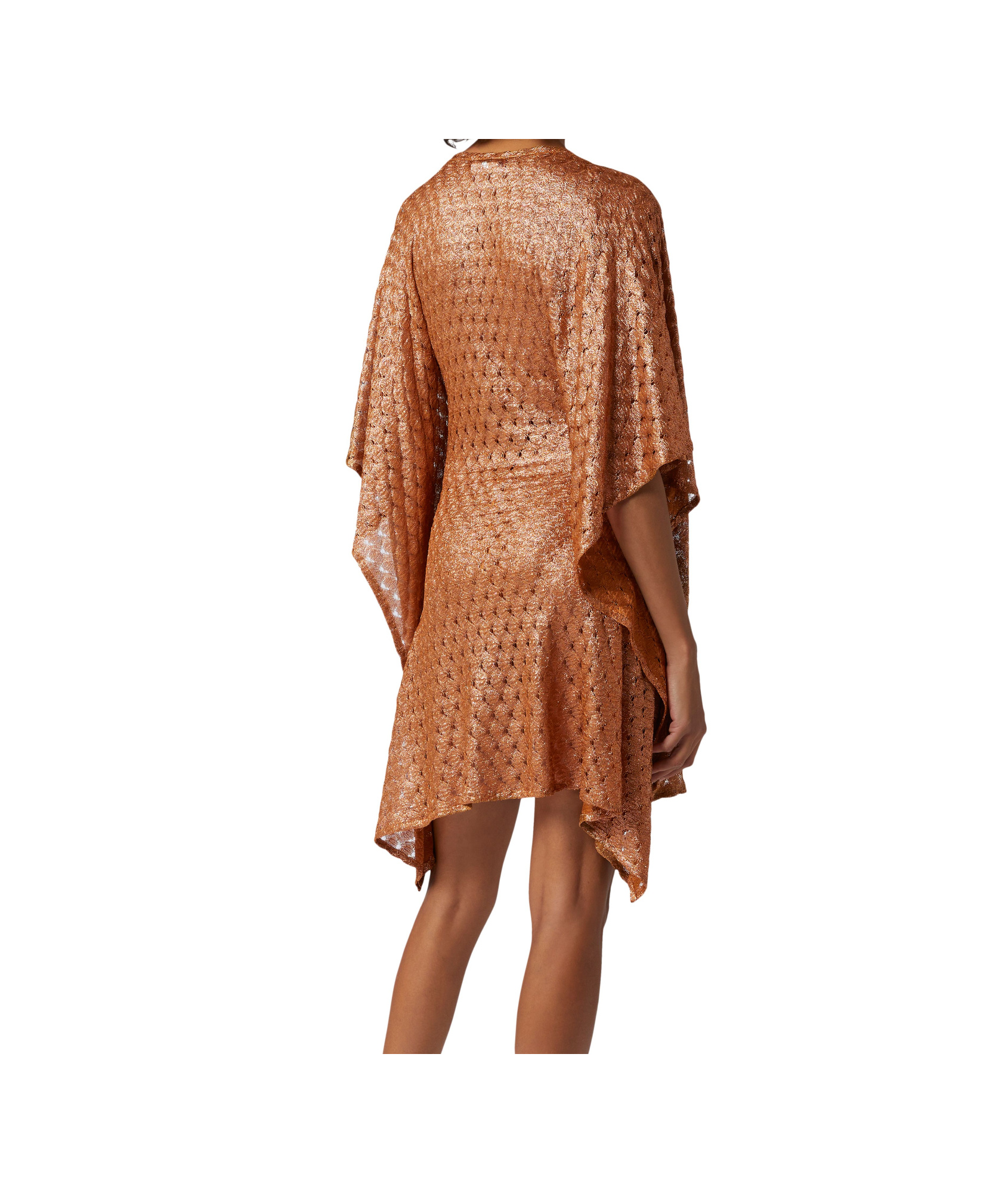 Shop Missoni Short Lace-effect Cover Up Kaftan In Brown