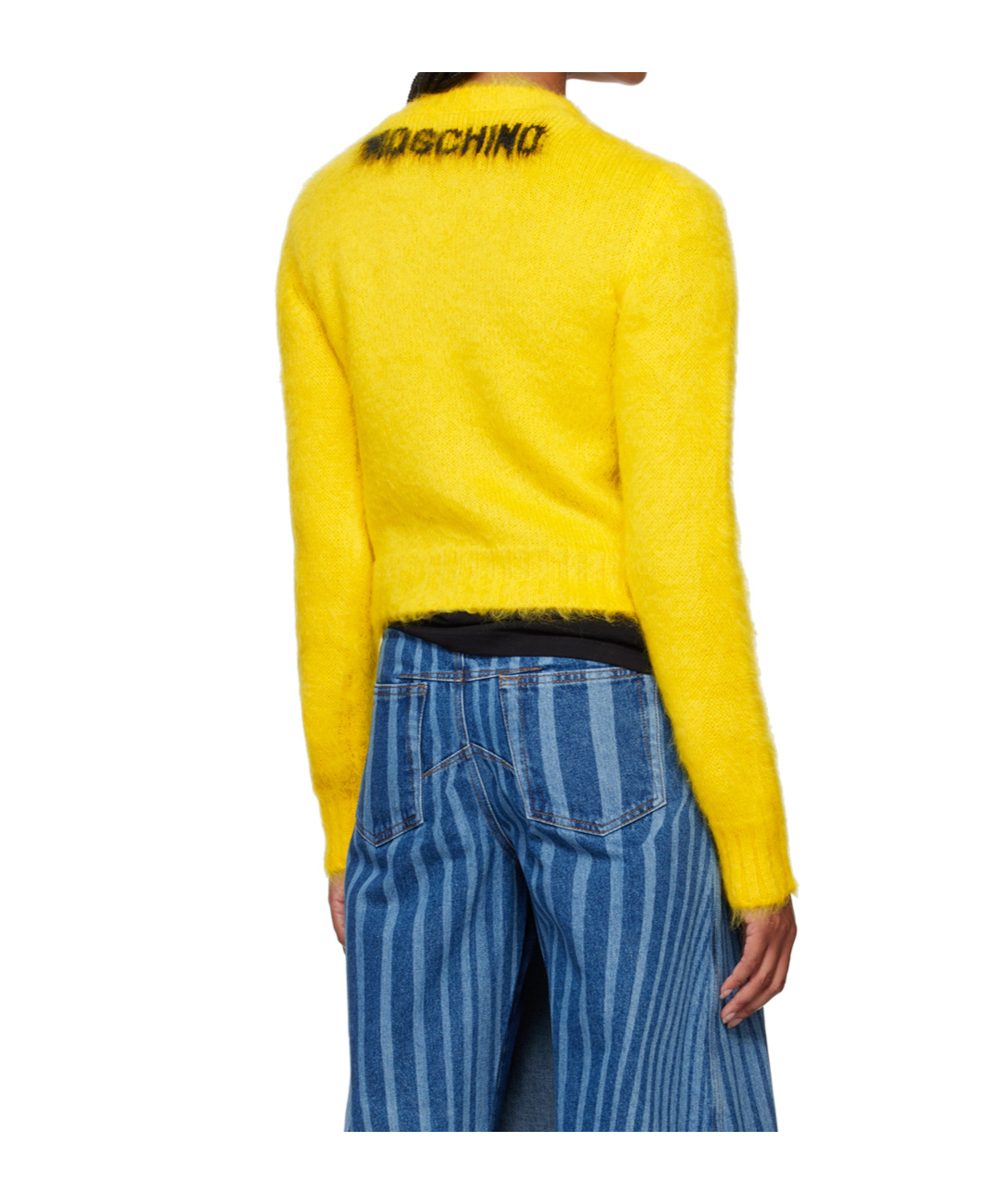 Moschino Mohair Blend Knit Crewneck Sweater In Yellow
