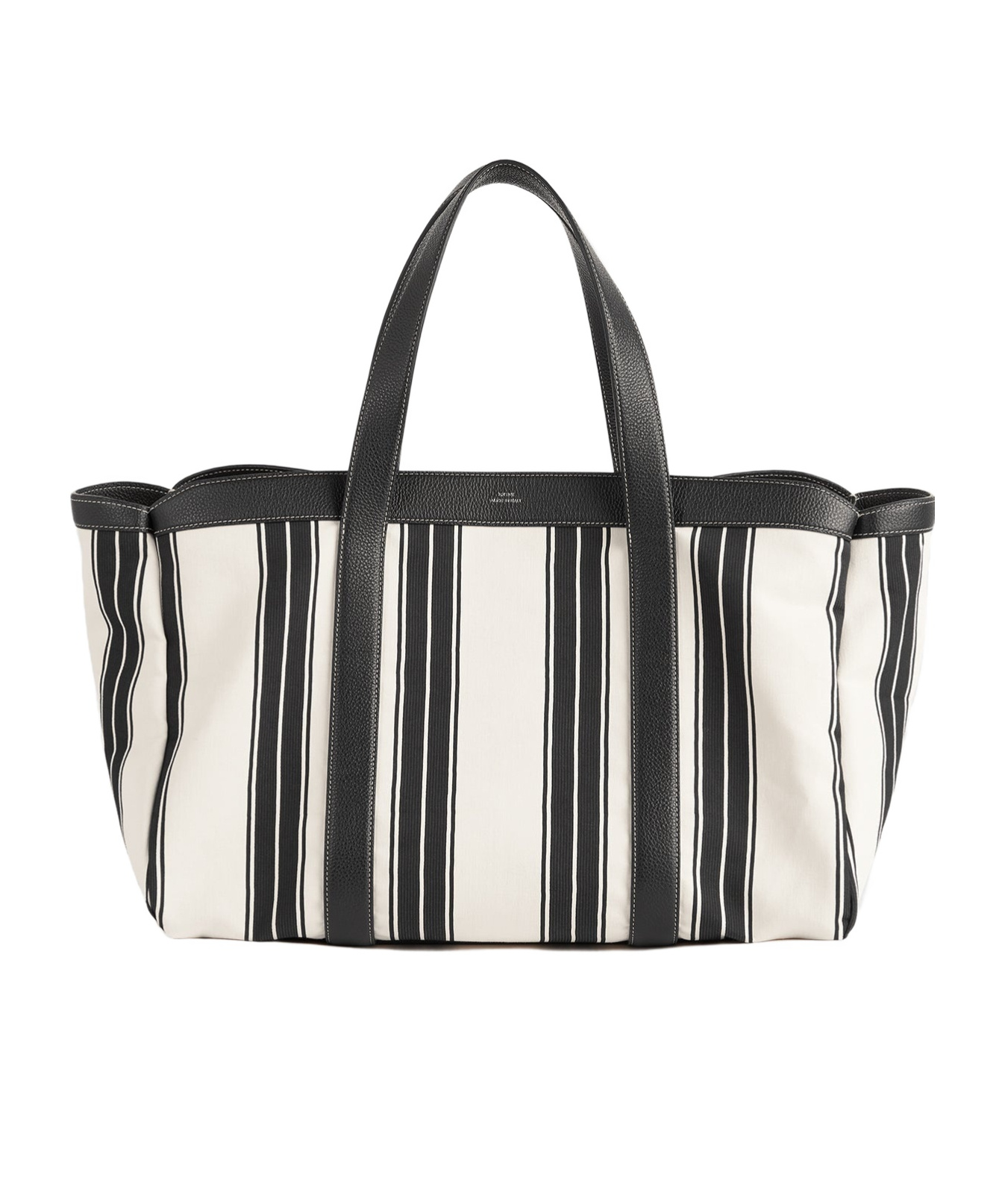Totême Striped Canvas Tote In Black