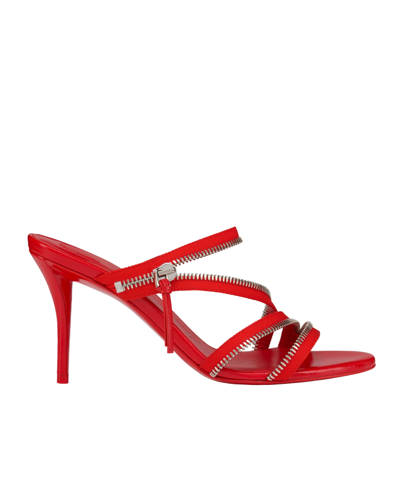 Christian Louboutin Meryl Zip Strass Leather Red Sole Sandals In Red