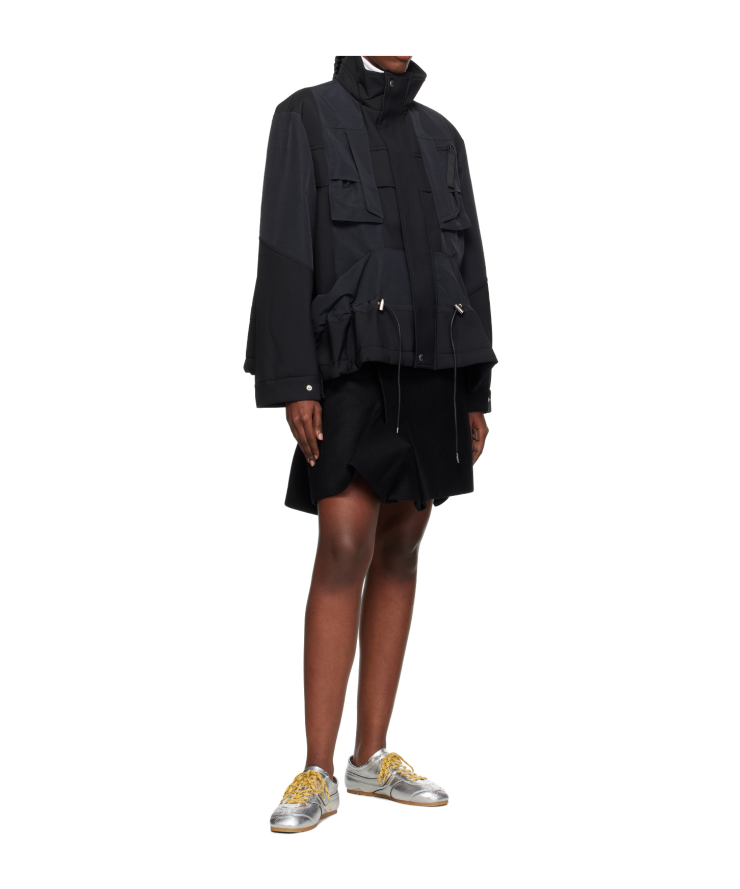 Sacai Suiting Bonding X Grosgrain Jacket In Black