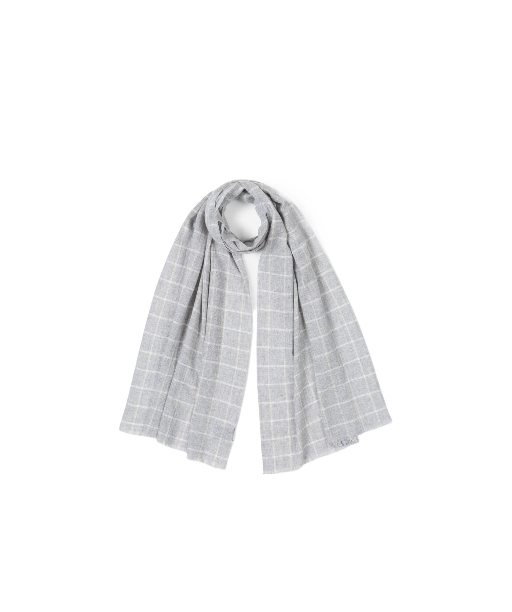 Fedeli Checkered Pattern Scarf In Gray