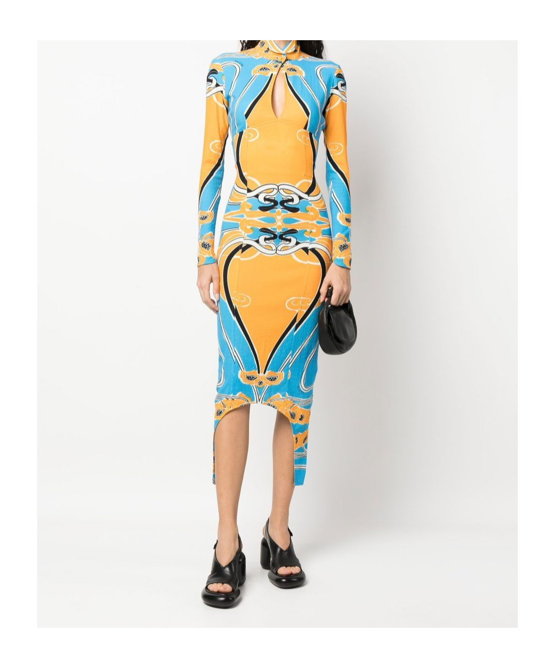 Patou Bold Print Cut-out Midi Dress In Yellow