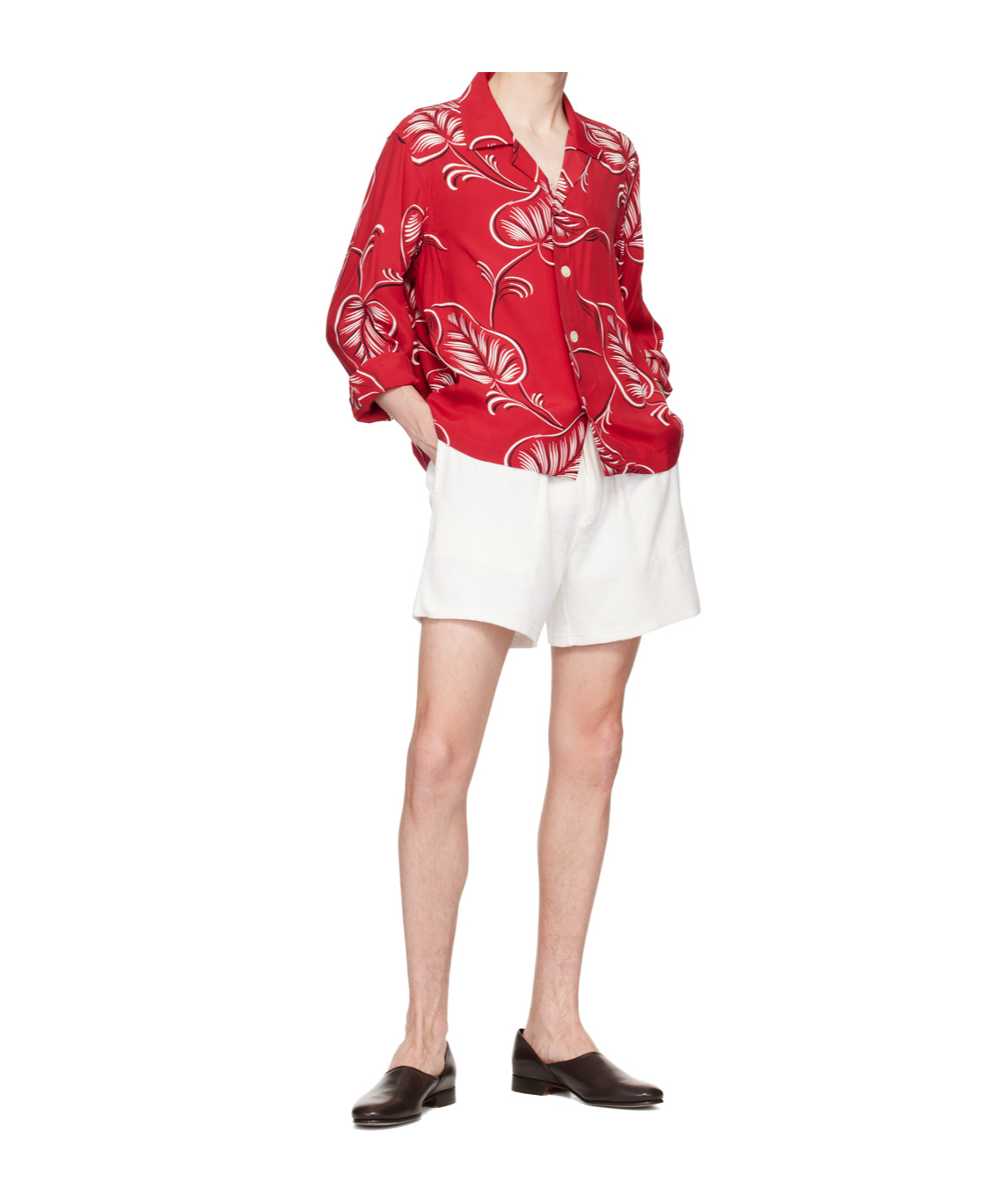 Bode Red Creeping Begonia Shirt In Red